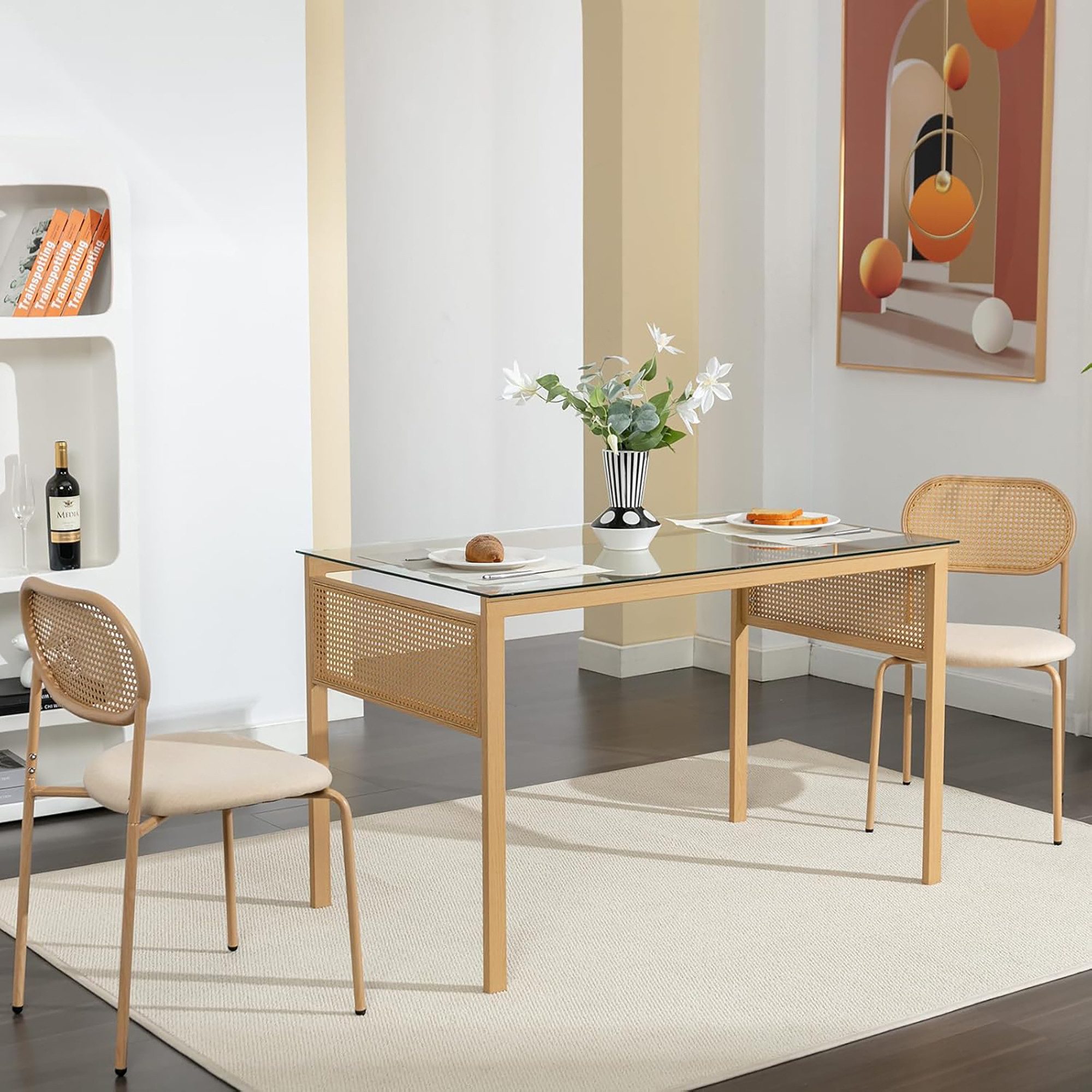 FUROKOY Esszimmerstuhl Rattansessel Wohnzimmerstühle Stuhl mit günstig online kaufen