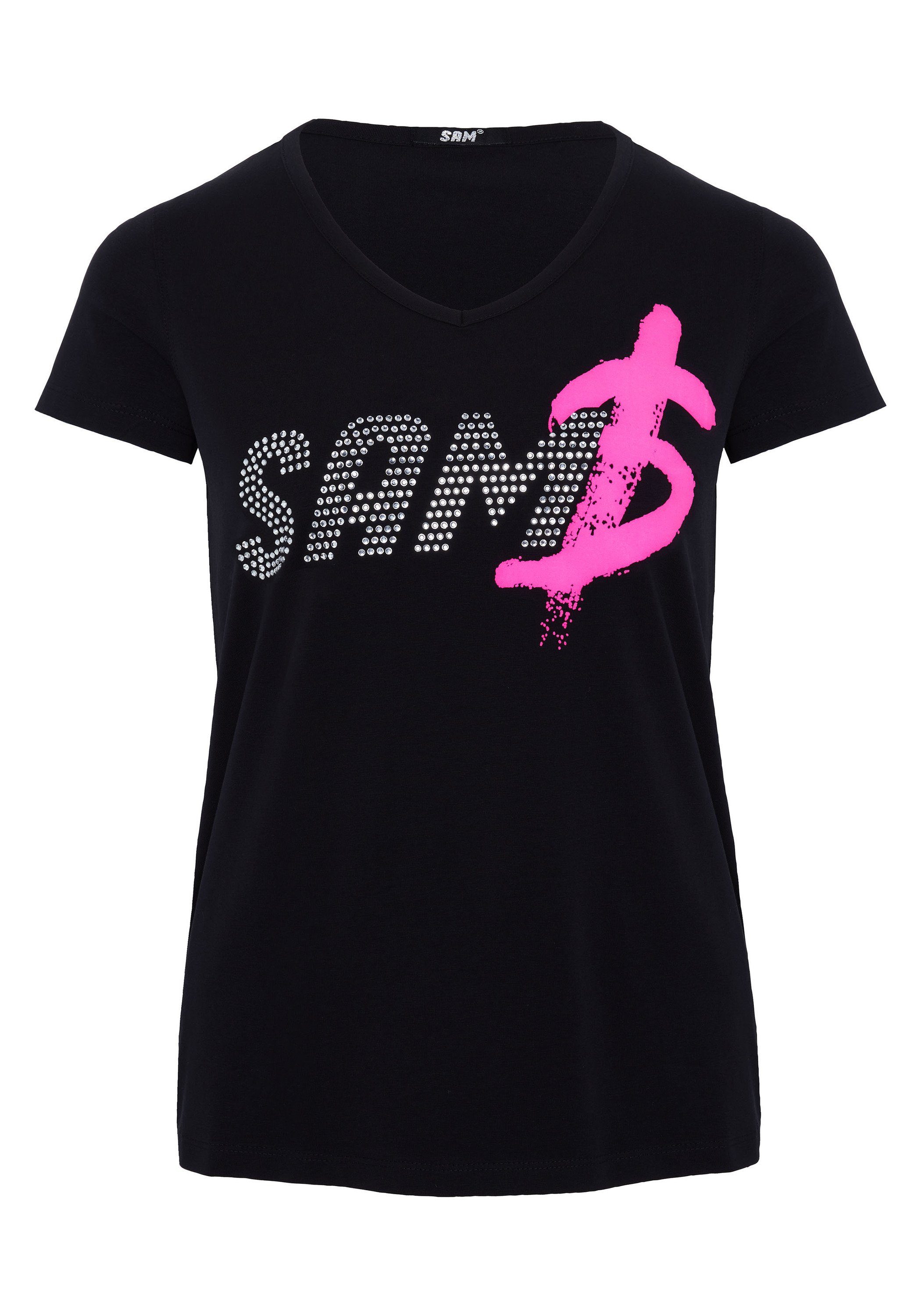 Uncle Sam Print-Shirt mit SAM Logodruck 19-3911 Deep Black | V-Shirts