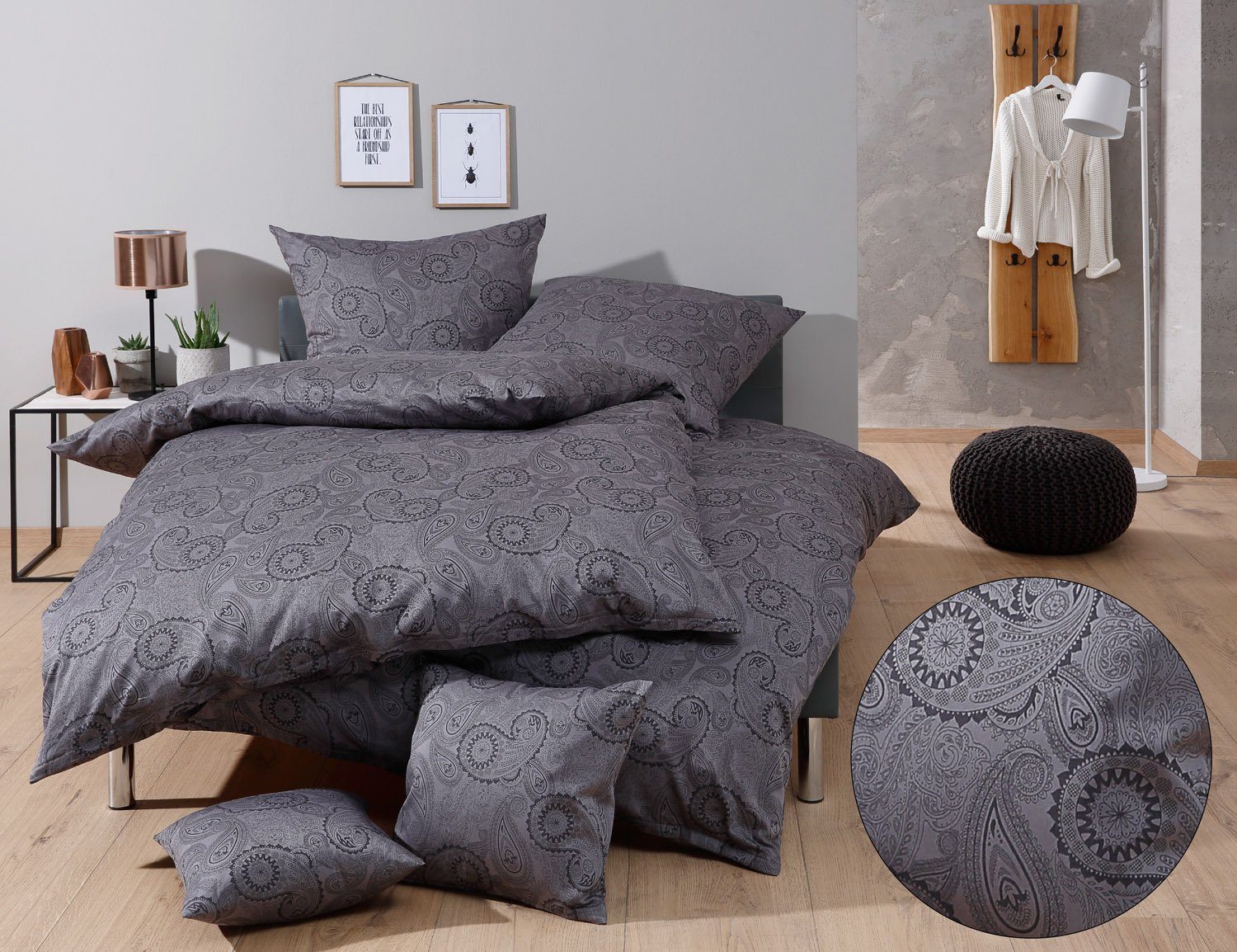 BETTWAESCHE-MIT-STIL Bettwäsche Mako-Satin Damast Paisley Bettwäsche günstig online kaufen