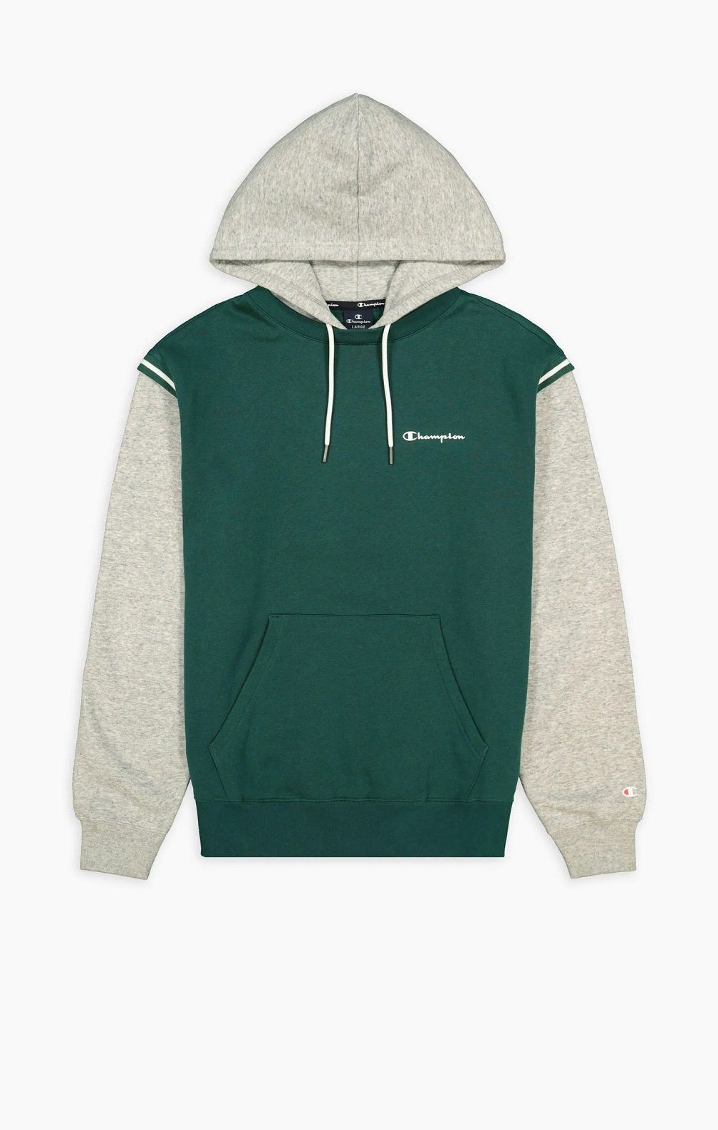 Kapuzenpullover (Baumwoll-Hoodie) kontrastfarben mit kleinem Logo grün Herren