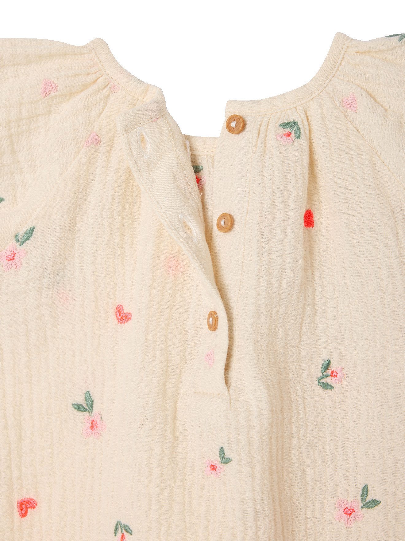 vertbaudet Kurzarmbluse Baby Bluse mit kurzen Ärmeln, bestickt, Baumwolle