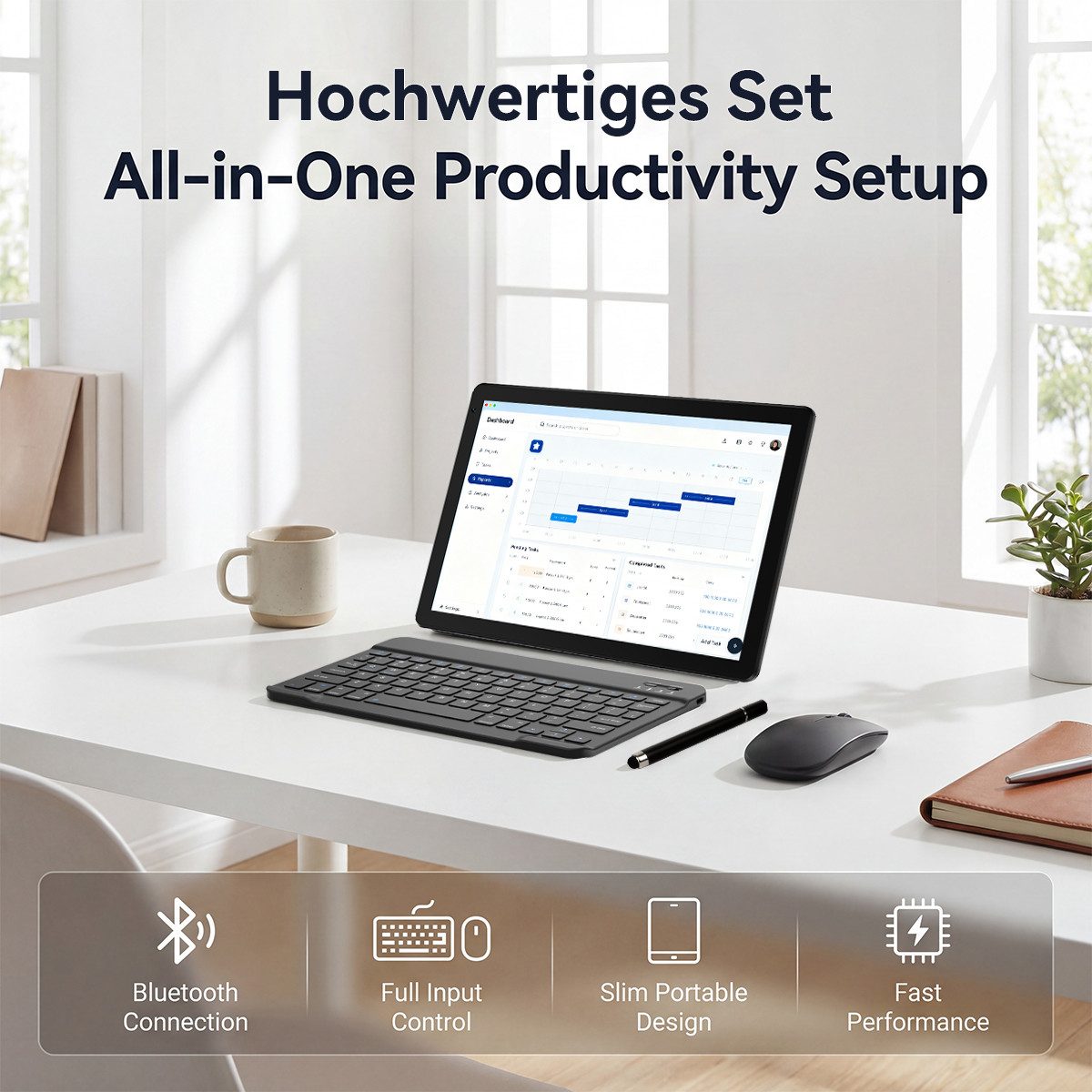 BUFO 10 Zoll, 128GB+1TB Erweiterbar, 1280x800 IPS HD, Wifi 6, Android 16 Tablet (10", 128 GB, Android 16, WiFi 6, 30(6+24)GB RAM, mit Stift, Tastatur und Maus, Gemini AI)