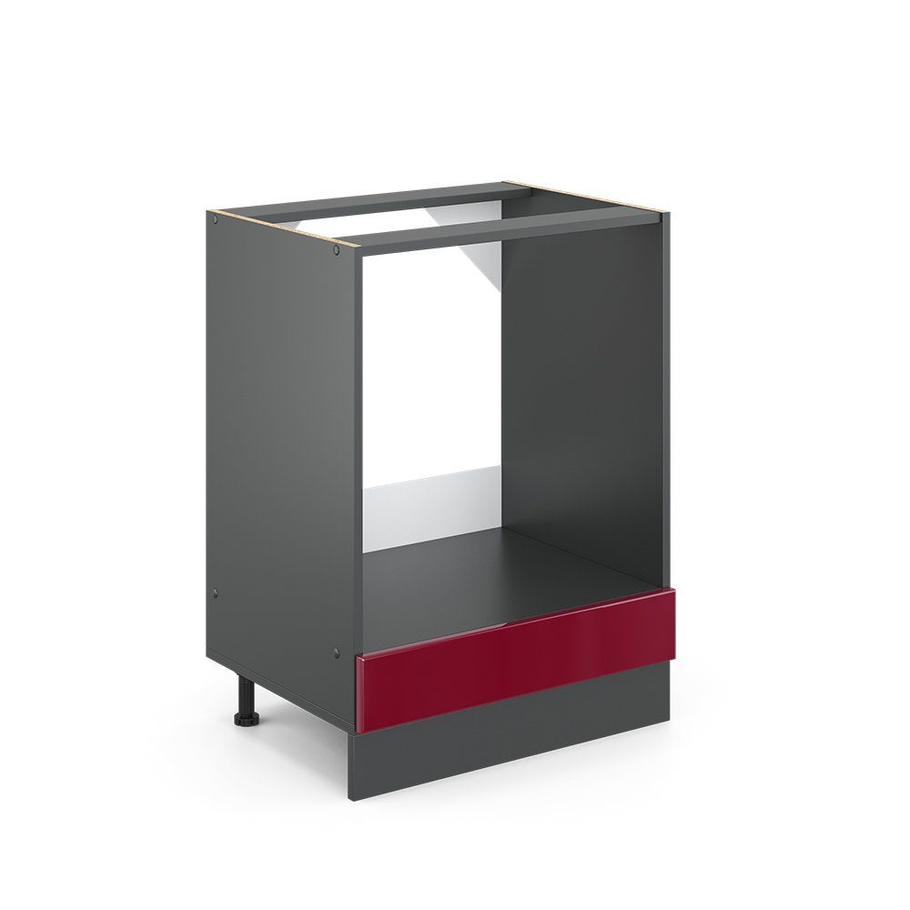 Vicco Herdumbauschrank R-Line Bordeaux Hochglanz/Anthrazit 60 cm ohne Arbei günstig online kaufen