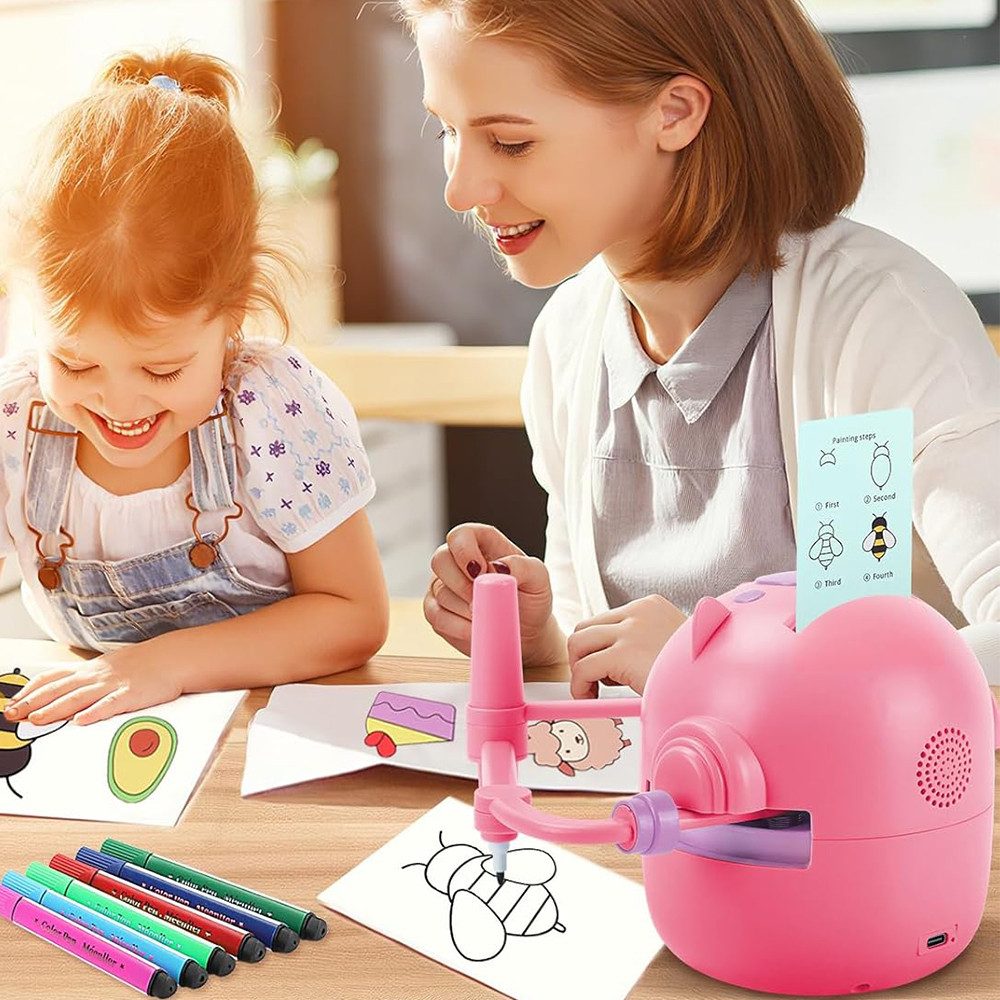 AKKEE Lernspielzeug Malroboter für Kinder, Zeichenroboter Kinder mit Stift & 100 Karten, Drawing Robot für ab 3 4 5 6 7 8 Jahre – Bild 4 von 5