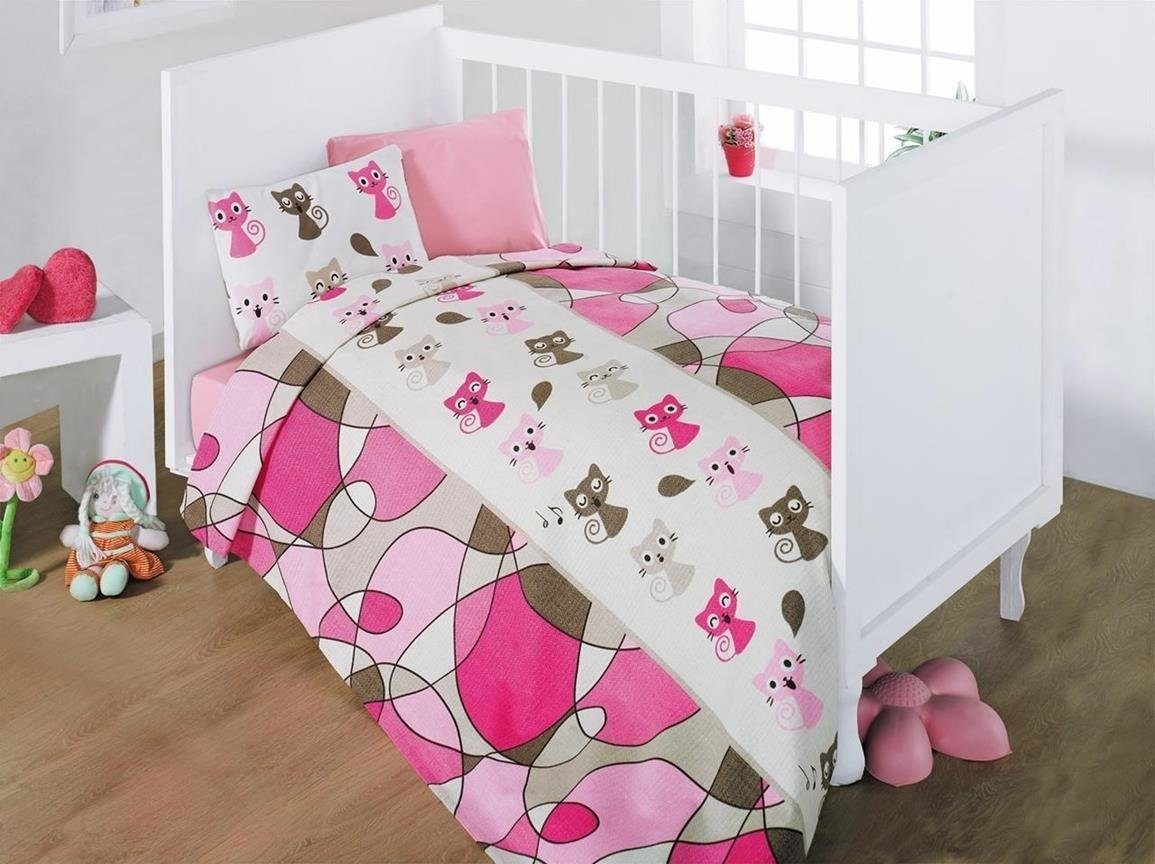 Kinderbettwäsche Kinder Bettwäsche Set 4 tlg. Katze