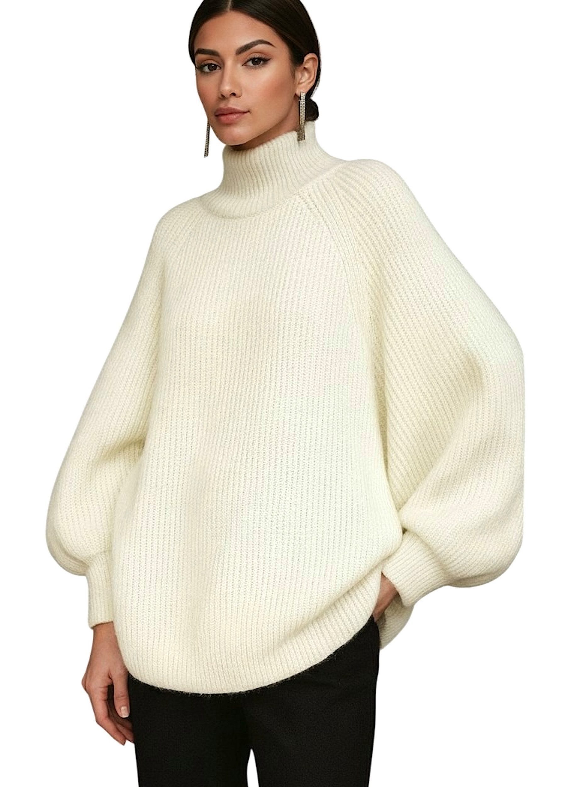 Worldclassca Strickpullover WORLDCLASSCA Damen Oversize Strickpulllover Steh Kragen Fashion Pulli Neue Kollektion - Stilvolle und gemütliche Strickmode für Damen