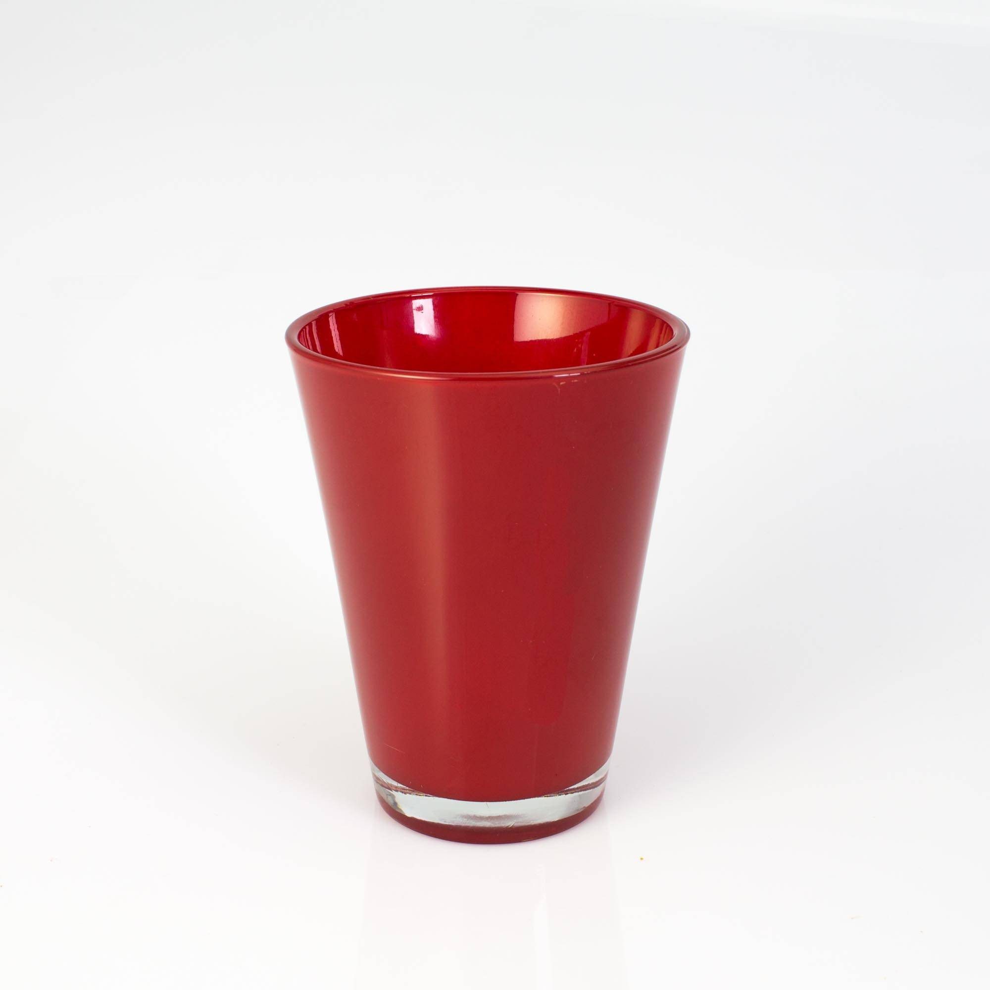 INNA-Glas Tischvase Konische Glasvase Anna, rot, 15cm, Ø 11cm - Blumenvase