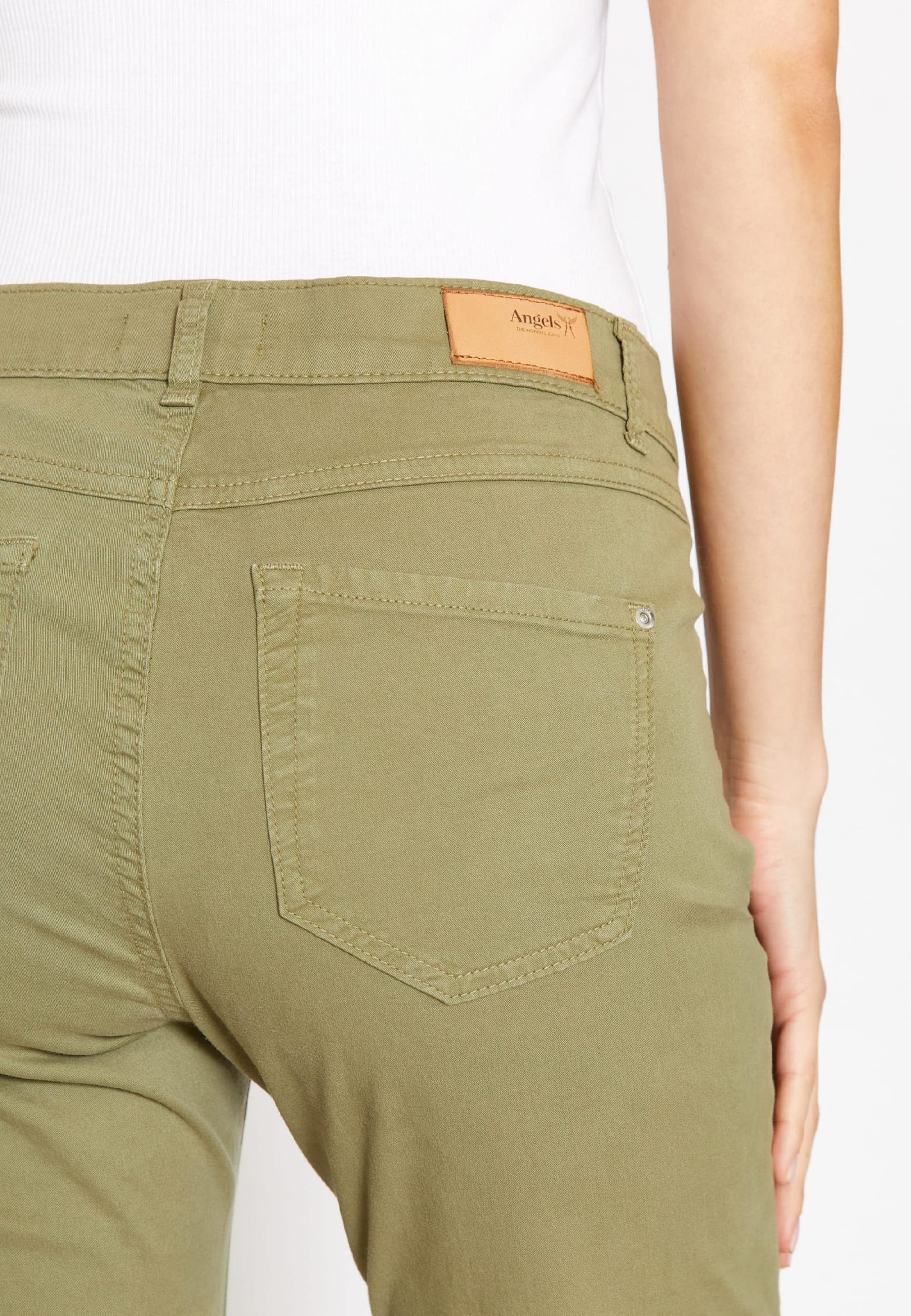 ANGELS Slim-fit-Jeans 5-Pocket-Hose Capri khaki TU Label-Applikationen mit