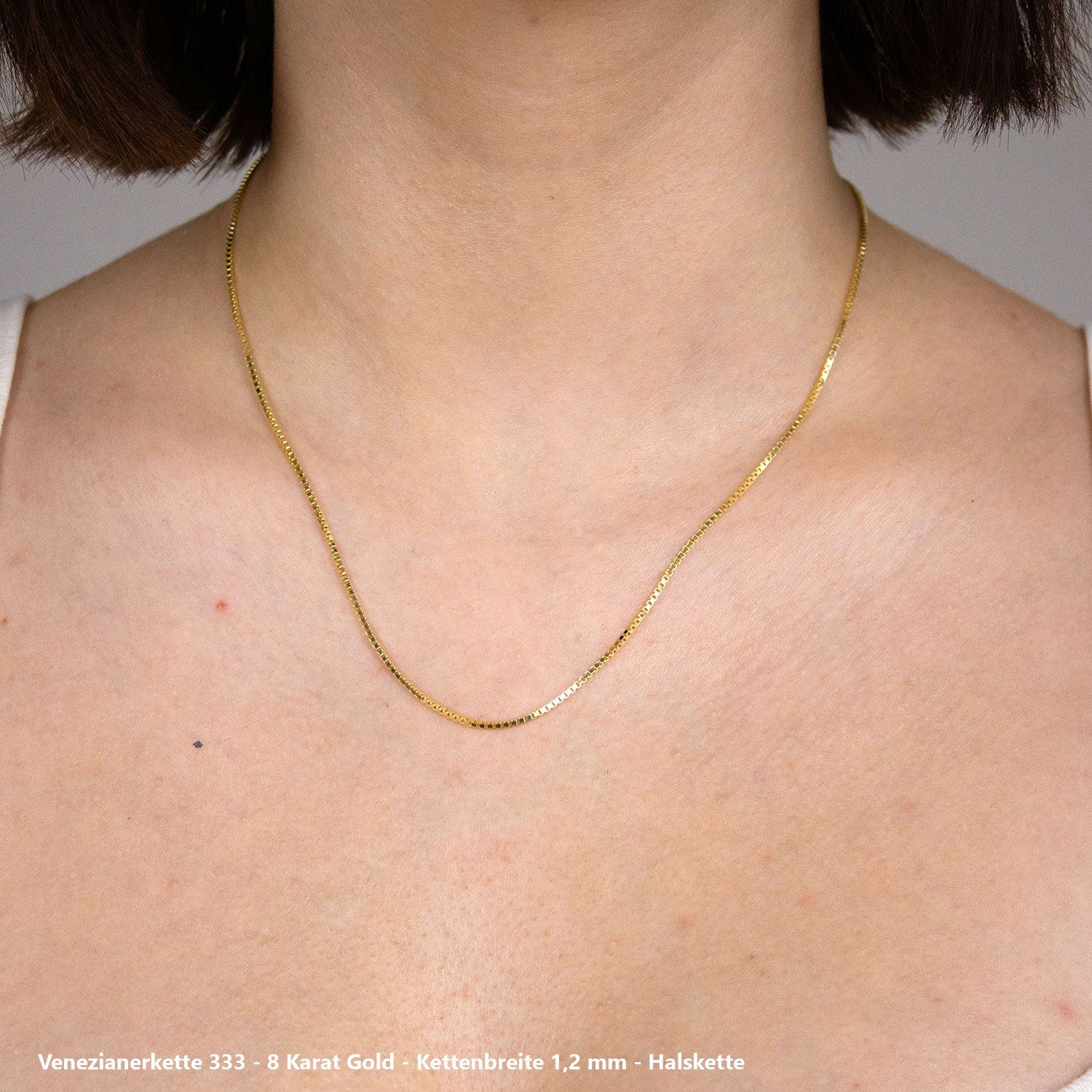 HOPLO Goldkette Goldkette Venezianerkette Halskette Breite 1,2mm 70cm 333-8 Karat Gold, Made in Germany