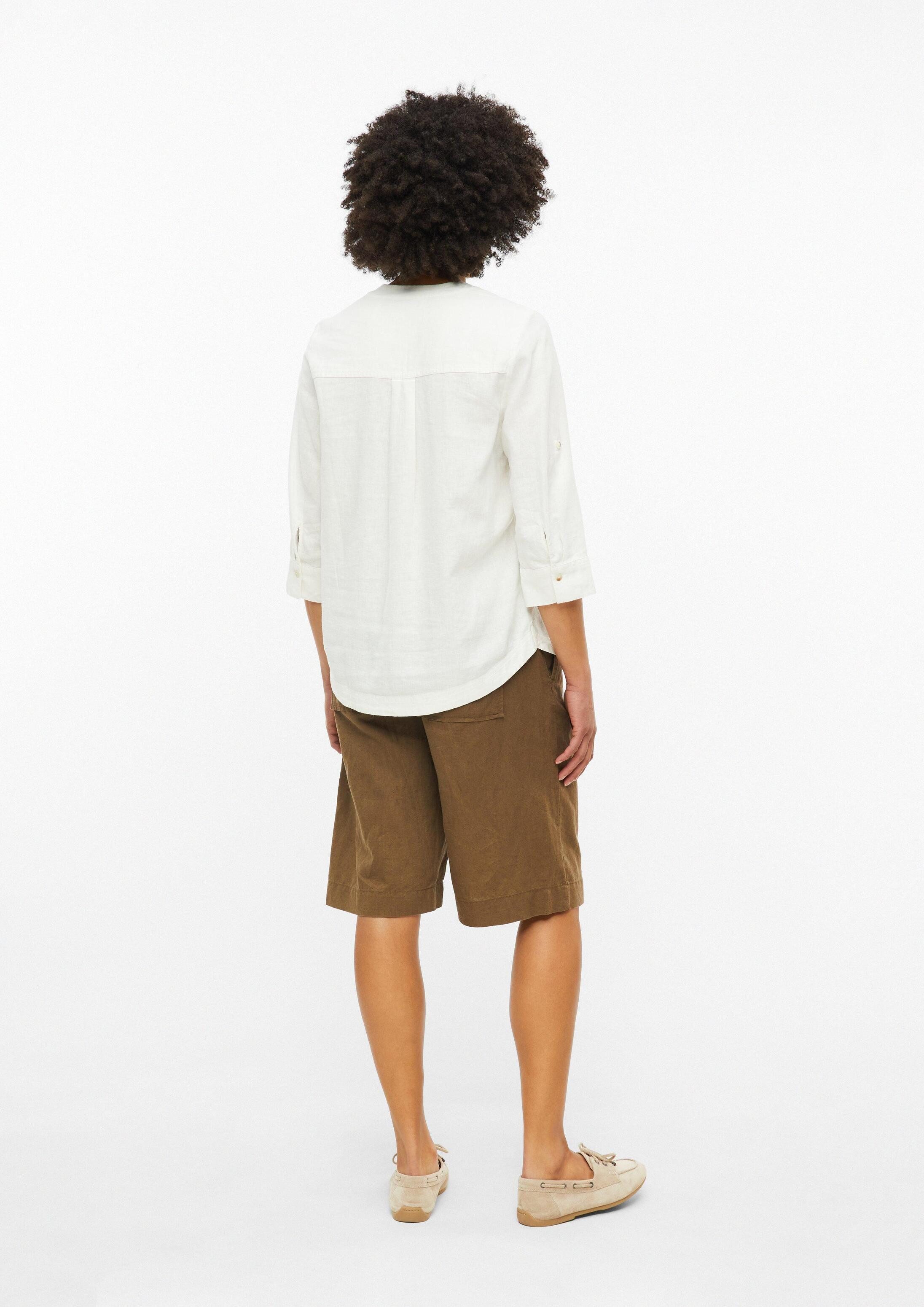 s.Oliver Kurzarmbluse Bluse Leinenmix-Bluse mit Turn-up
