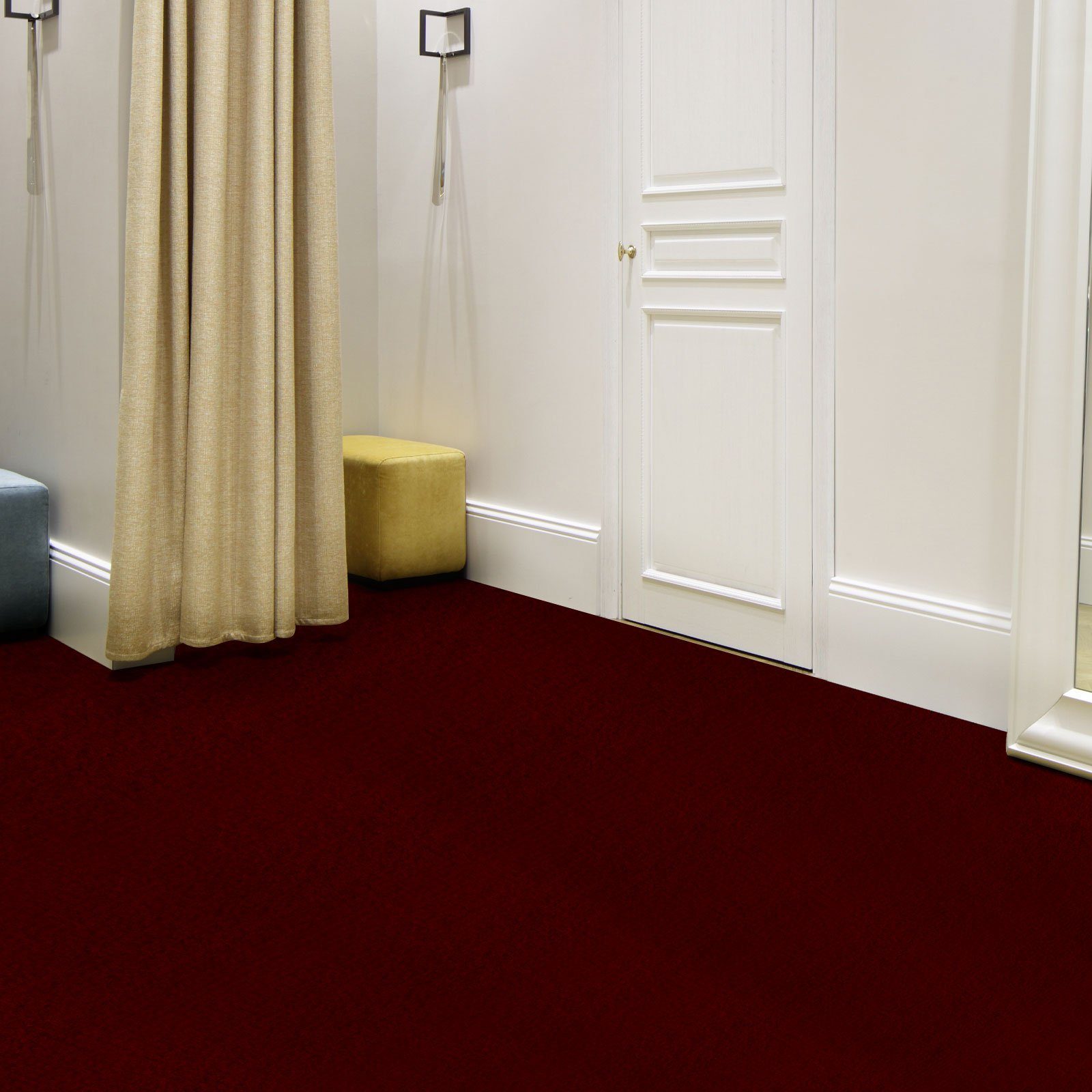 Teppichboden Nadelfilzteppich Oracle, Teppich, verschiedene Farben & Größen, Karat, Höhe: 6 mm, Einfache Verlegung Dunkelrot