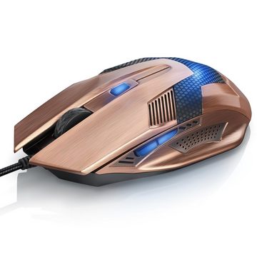 CSL Gaming-Maus (kabelgebunden, Gaming Maus im Copper-Look 2400 dpi, Abtastrate wählbar, Kupferfarben)