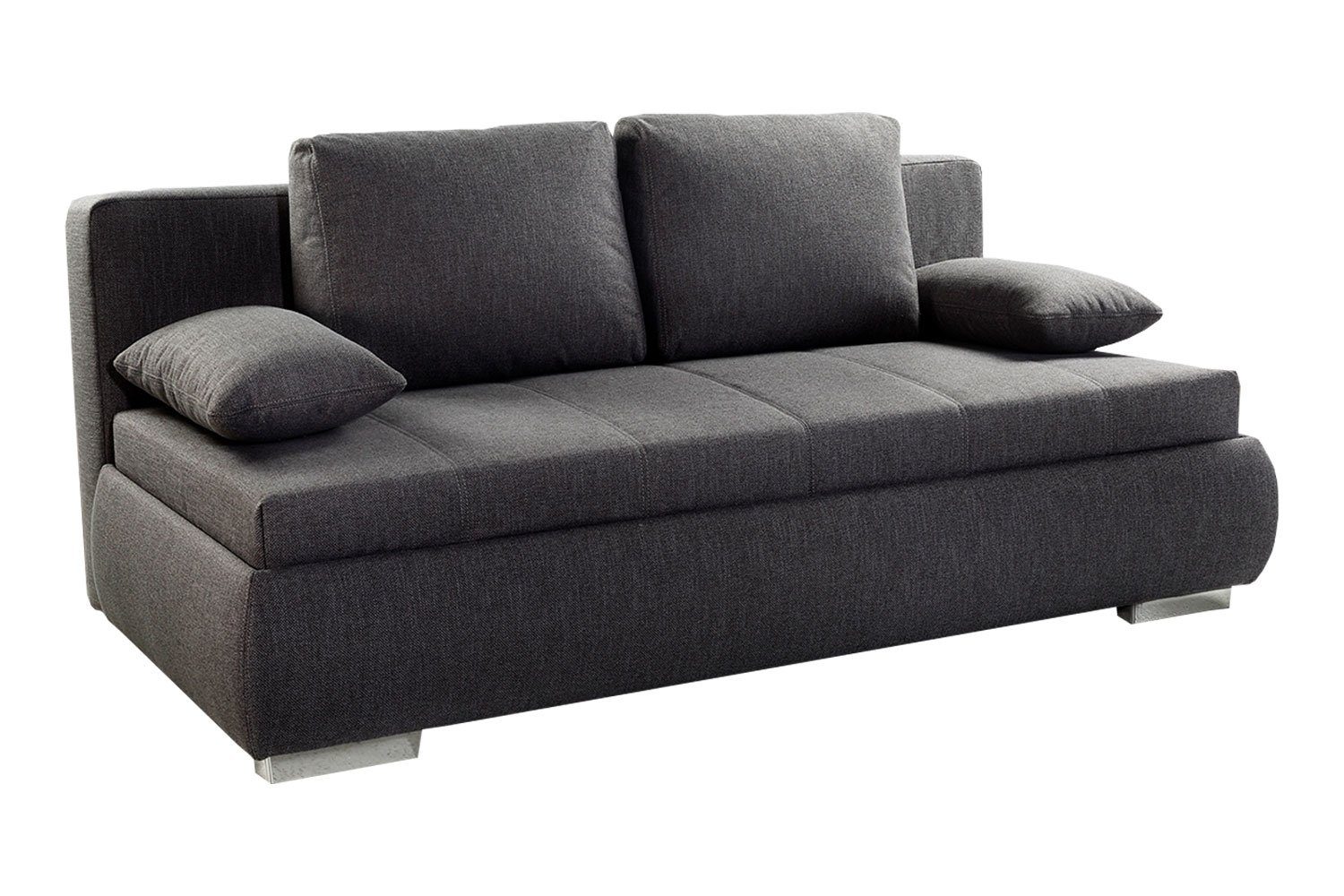 Jockenhöfer Gruppe Sofa MEMPHIS, B 210 cm x T 112 cm, Grau, Webstoffbezug, Schlaffunktion, mit Bettkasten und Kissen