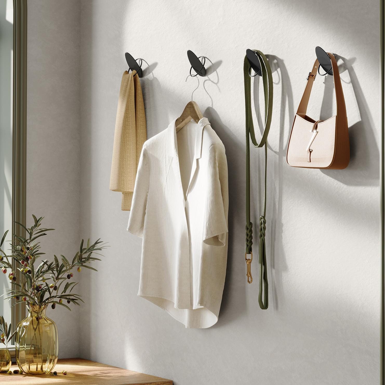 VASAGLE Шкафыpaneel, 4er Set, Kleiderhaken, Wand, Mäntel, Ei-Form Design, bis 5 kg belastbar