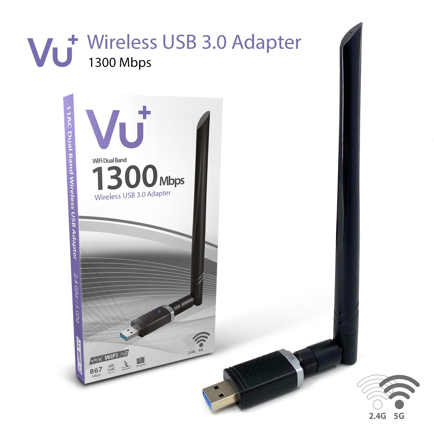 Dual Band Wireless USB 3.0 Adapter 1300 Mbps inkl. 6 dBI Antenne SAT-Receiver