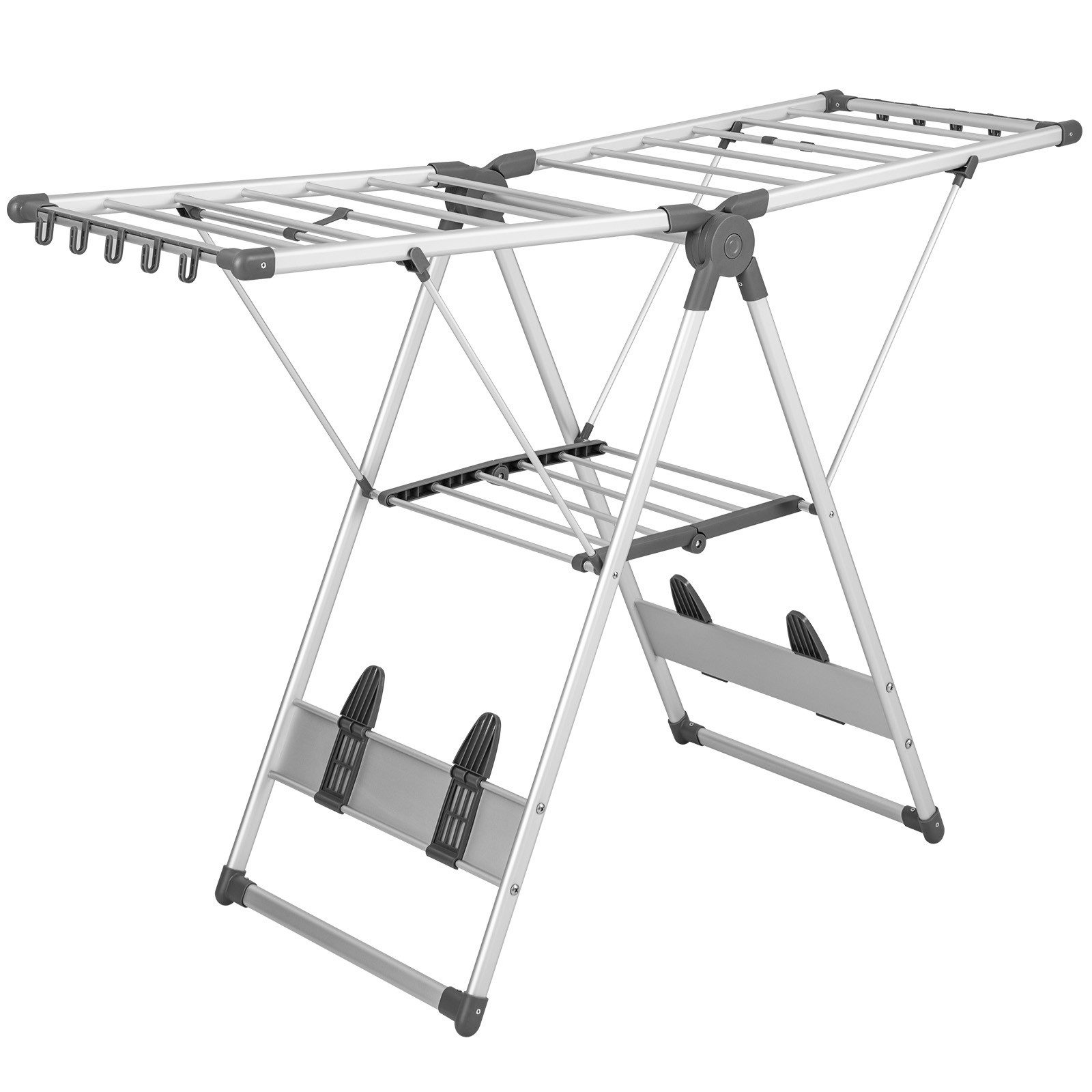 COSTWAY Flügelwäschetrockner, klappbar, ausziehbar, mit Schuhablage, 141cm