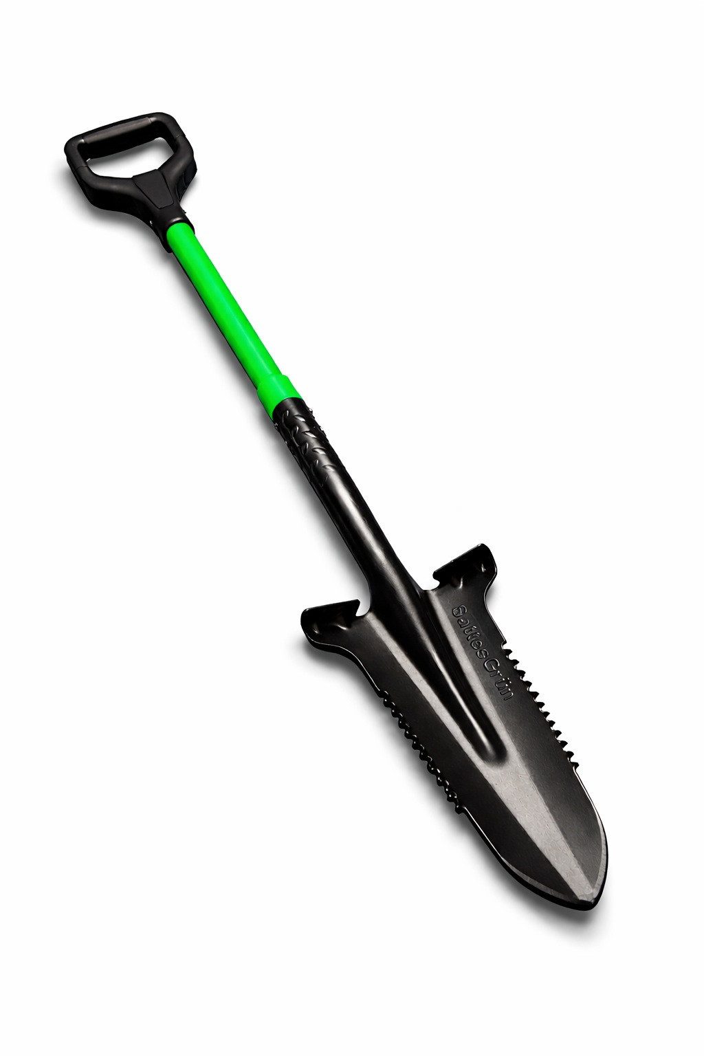 SattesGrün Spaten Profi Gartenspaten Wurzelspaten, (Einzelteil, 1-St., Spaten mit Sägekante), Carbonstahl-Schaufelblatt, Sägekante, ergonomischer D-Griff