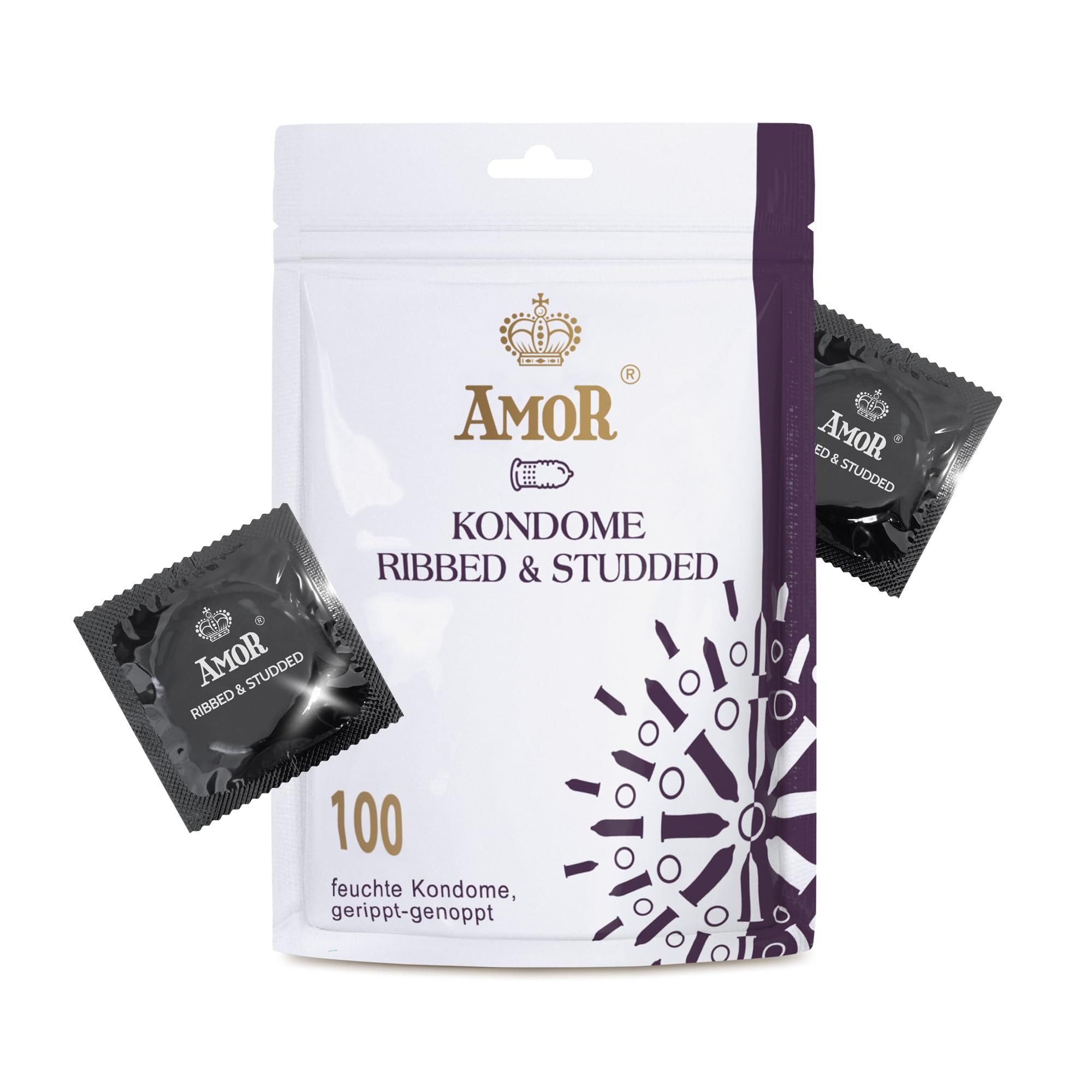 Amor Kondome AMOR Premium Kondome, verschiedene Sorten & Größen, Gerippt-Genoppt