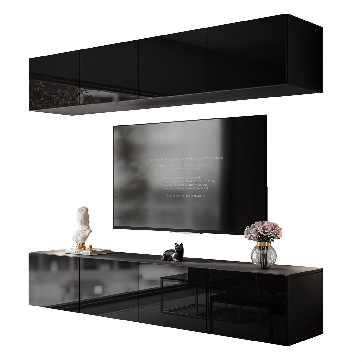 Lookway Wohnwand COLGANTE Schwarz Hochglanz mit günstig online kaufen