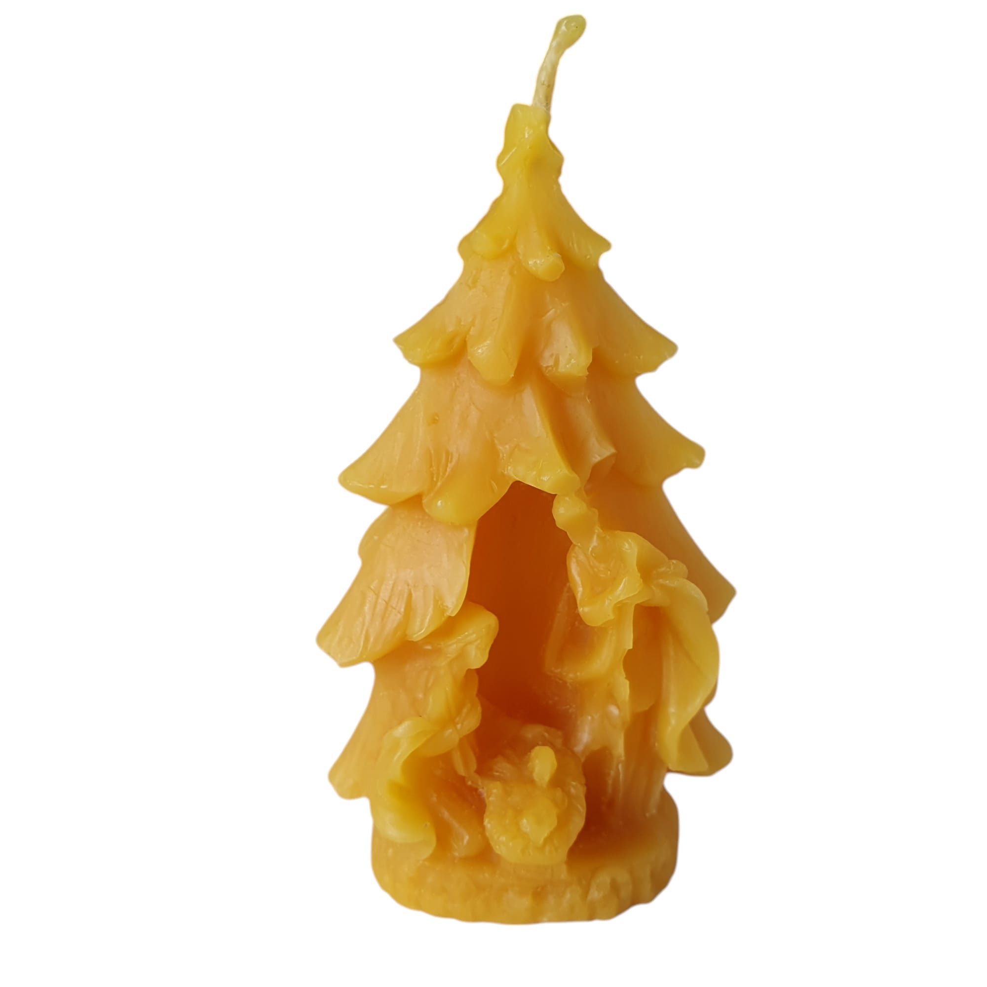 Aspinaworld Bienenwachskerze Krippen Kerze 9 cm natur – Tannenbaum mit Figuren (1-tlg)