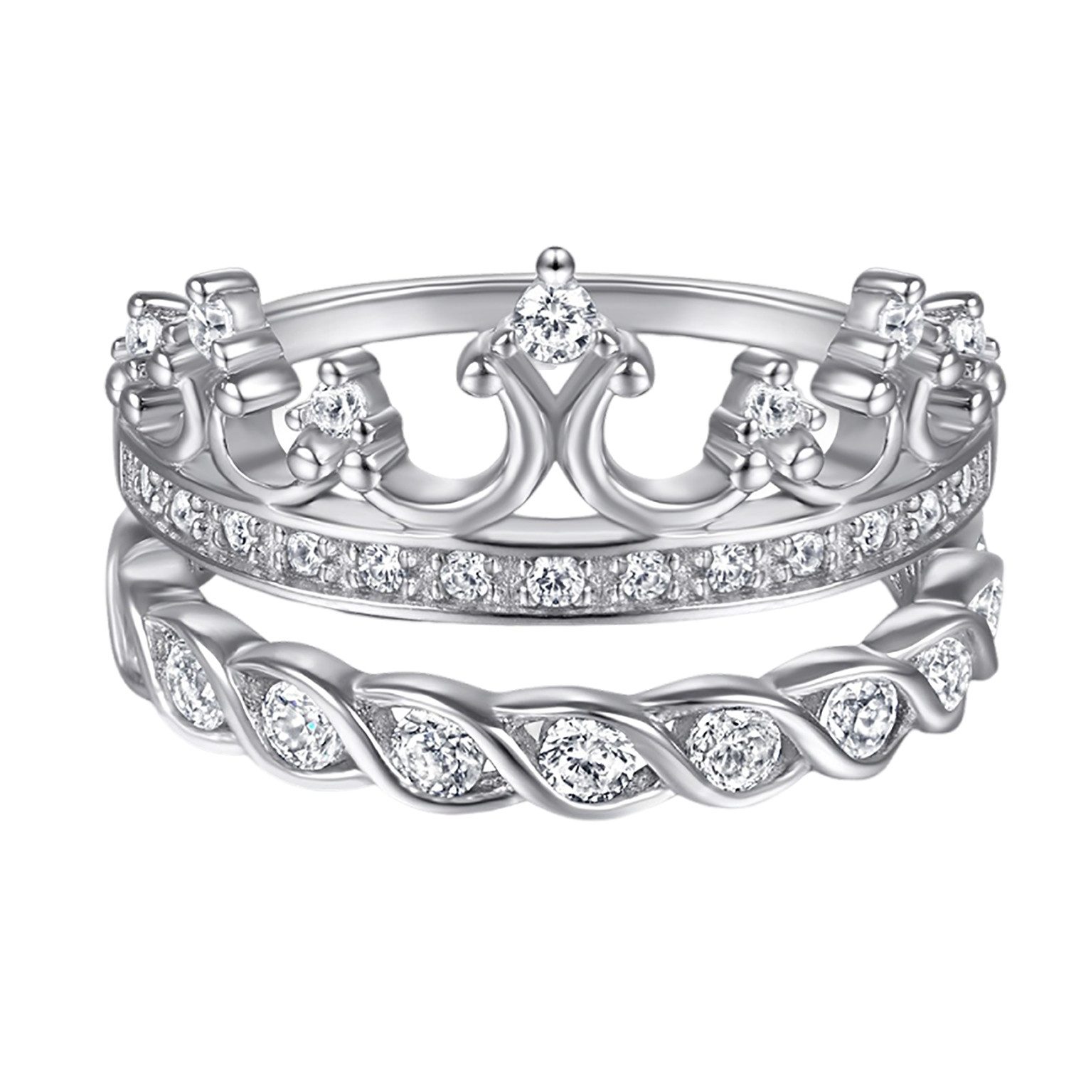 Refttenw Fingerring 2 St Silber 925 Серебрянные кольца Stapelbar,Schmuck Geschenk,Verlobungsring (2-tlg), Damen Silber Schmuck Freundschaft/Partner