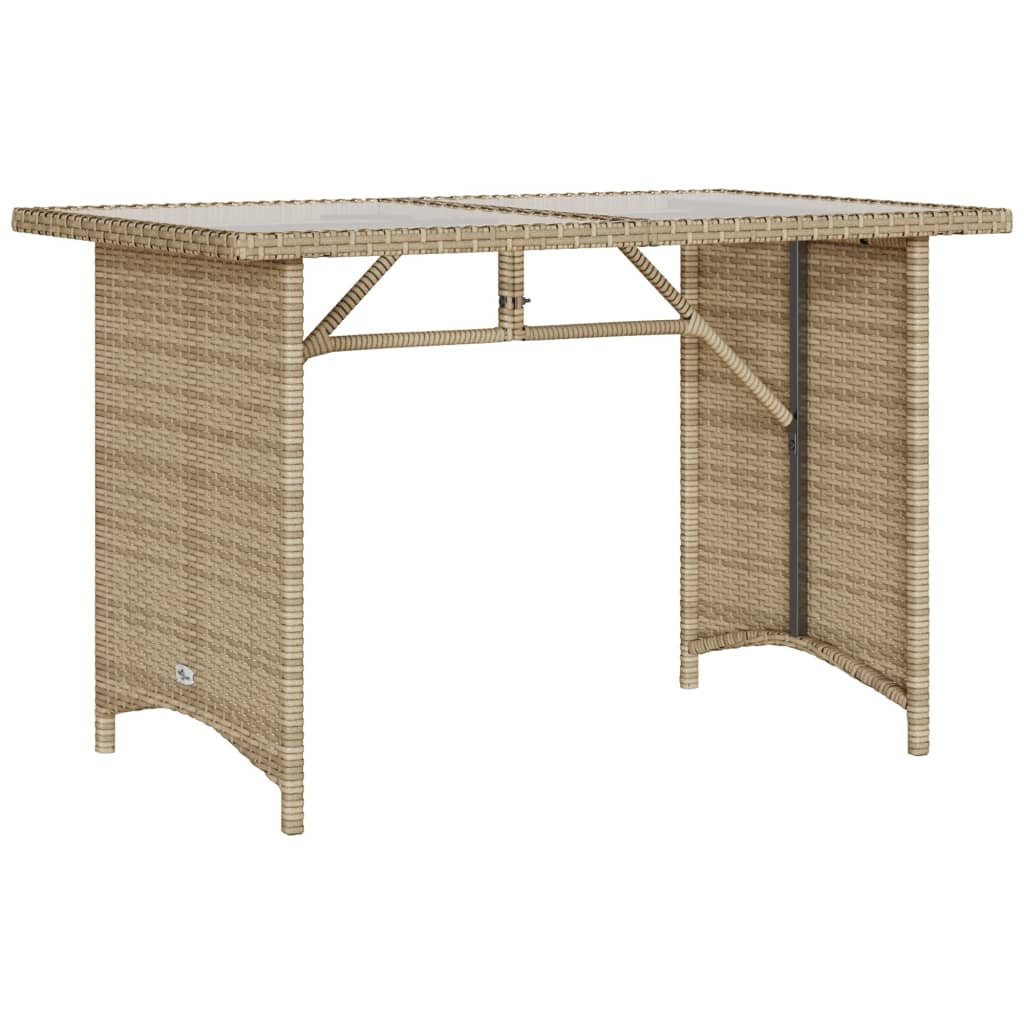 vidaXL Gartentisch Gartentisch mit Glasplatte Beige 110x68x70 cm Poly Rattan (1-St)