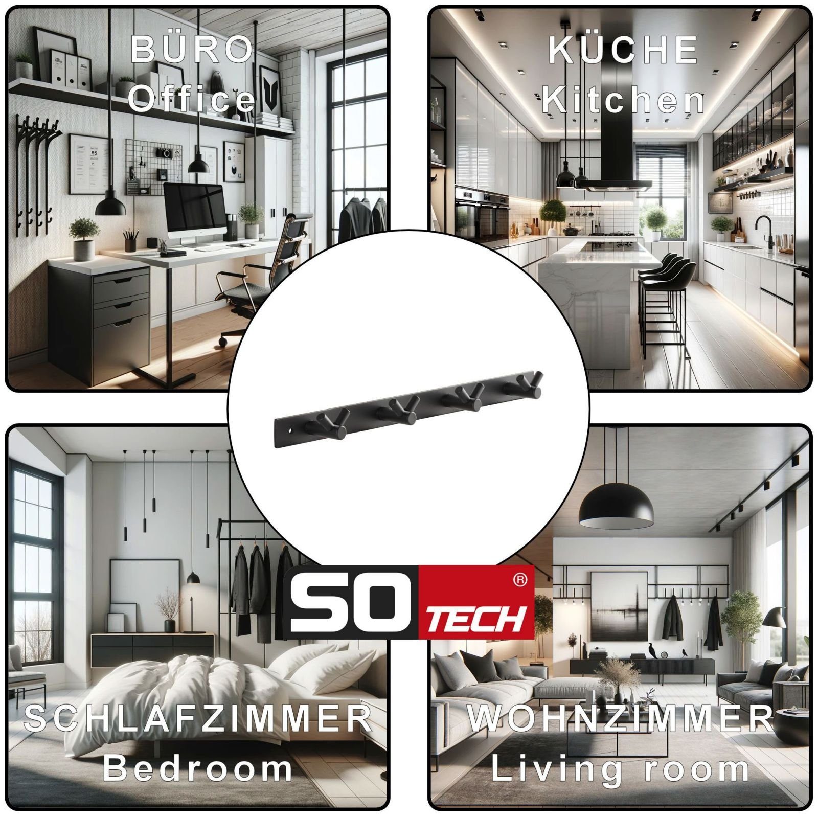 SO-TECH® Hakenleiste Blackline CORA V schwarz günstig online kaufen