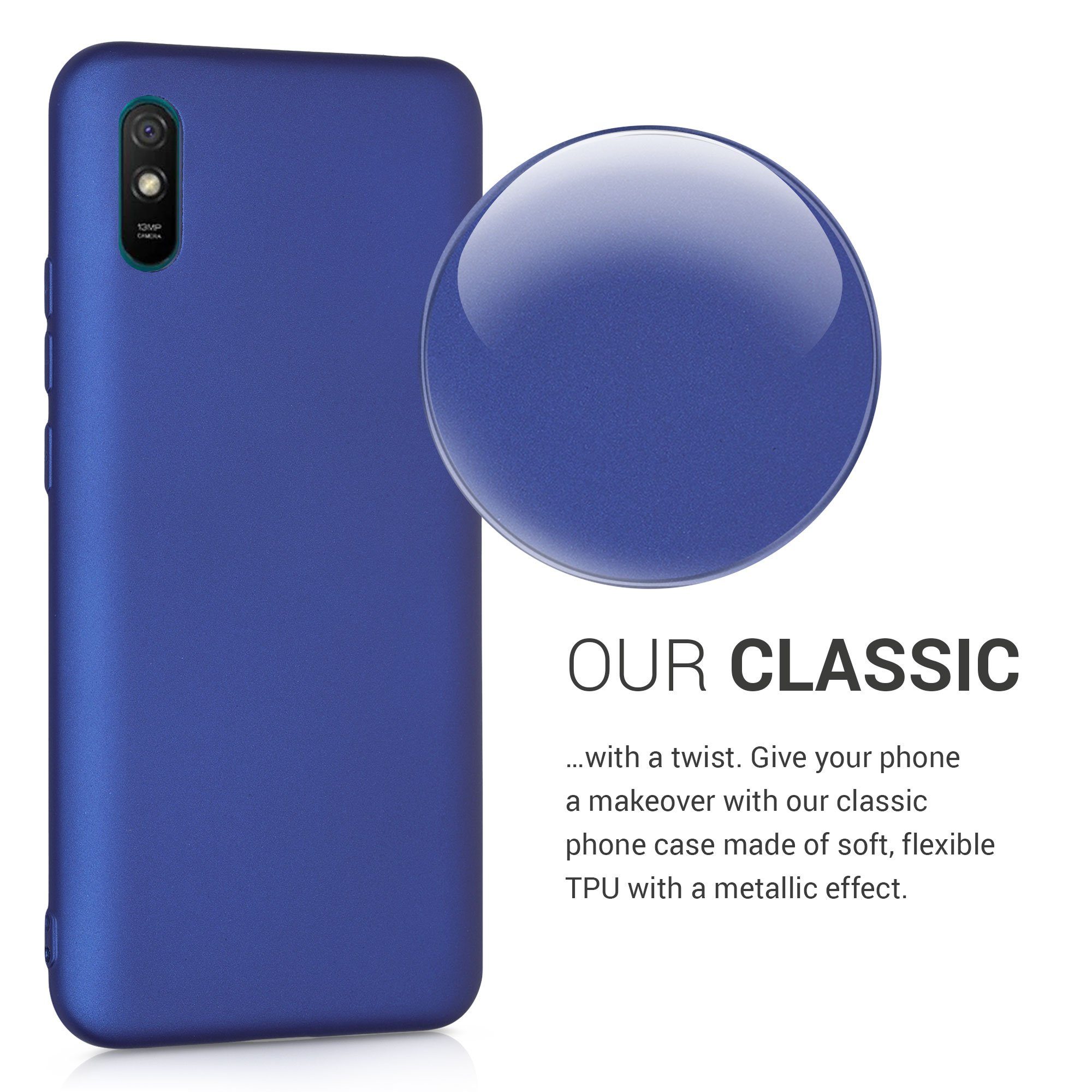 kwmobile Handyhülle Handyhülle für Xiaomi Redmi 9A / 9AT Hülle, Silikon Case metallisch schimmernd - Schutzhülle Cover