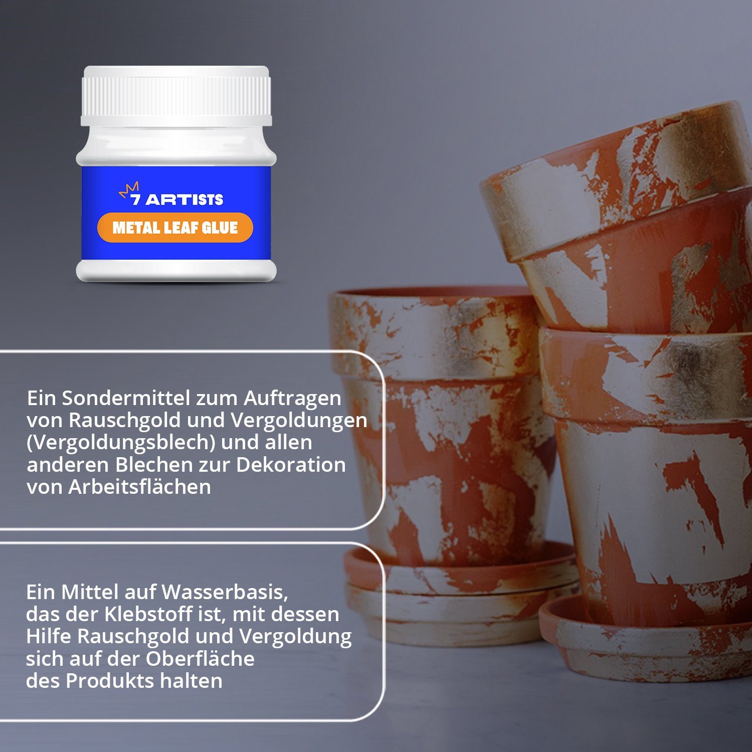 7 Artists Bastelkleber Anlegemilch Blattgold Kleber auf Wasserbasis 50ml - Anlegemilch, Anlegemilch Blattgold Kleber