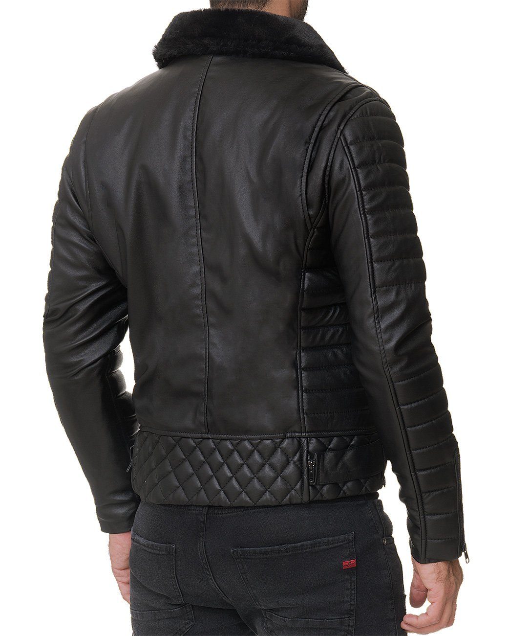 Reichstadt Bikerjacke Herren Slim Fit Kunstleder günstig online kaufen