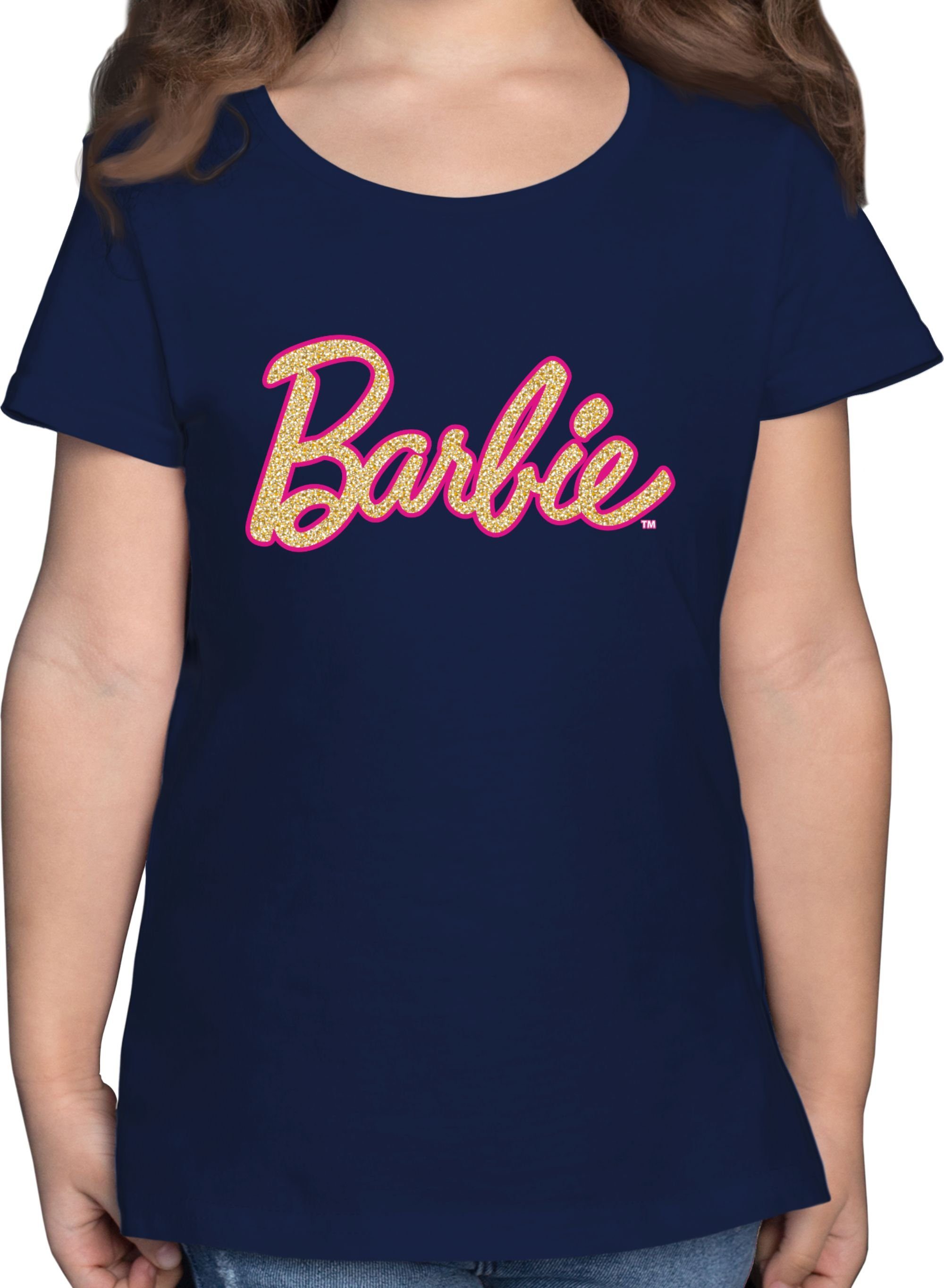 Shirtracer T-Shirt Barbie Logo Glitzer Barbie Mädchen 03 Dunkelblau