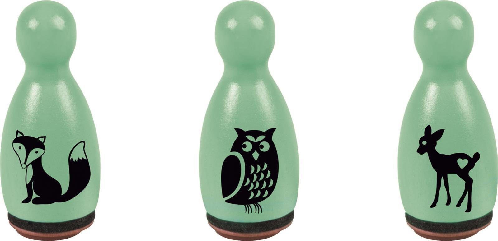 Heyda Heyda 204888654 Stempel-Figuren „Waldtiere“, Ø 12 mm, mint Stempelkissen