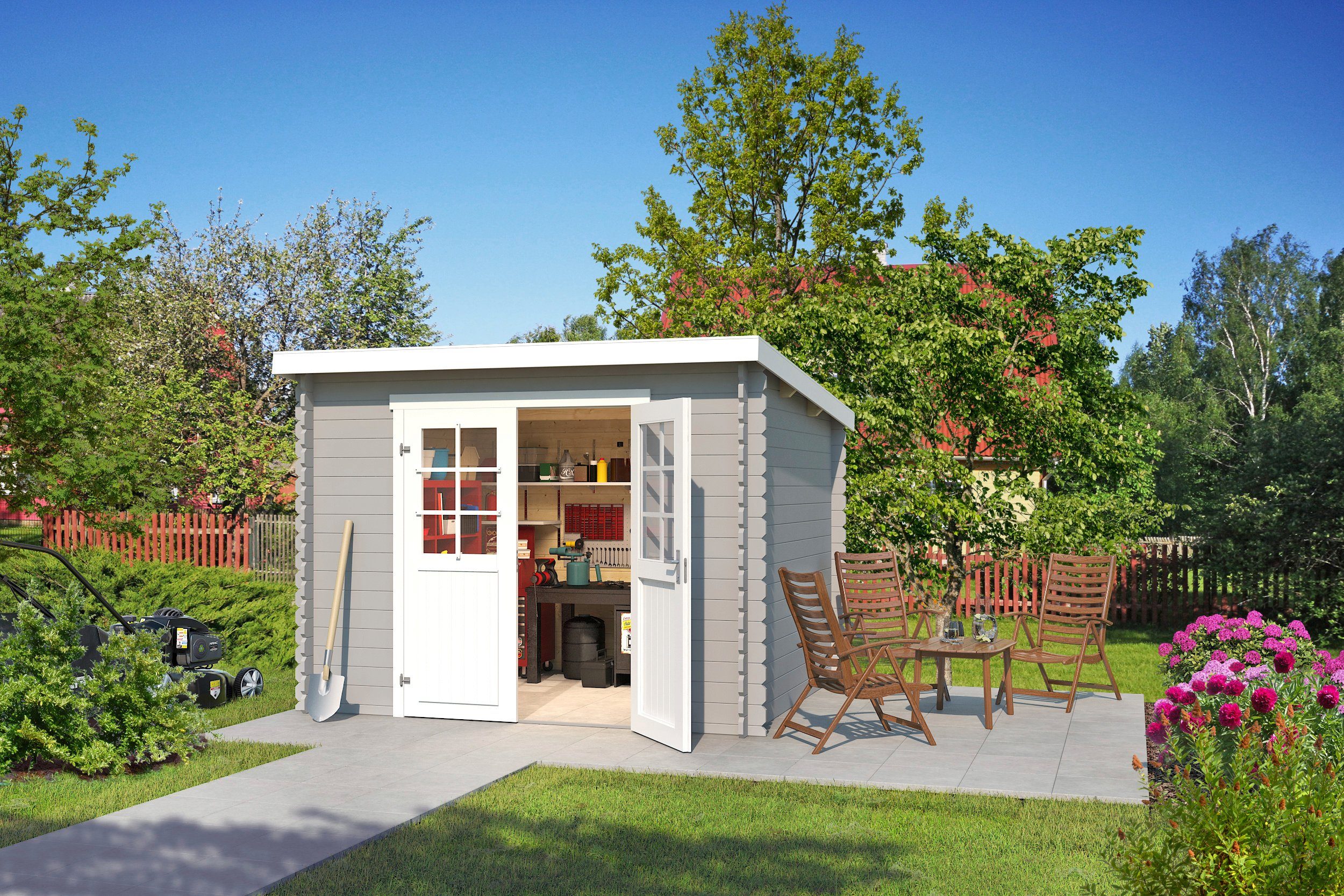 LASITA MAJA Gartenhaus San Jose 230, BxT: 295x269 cm, Blockbohlenhaus 28mm