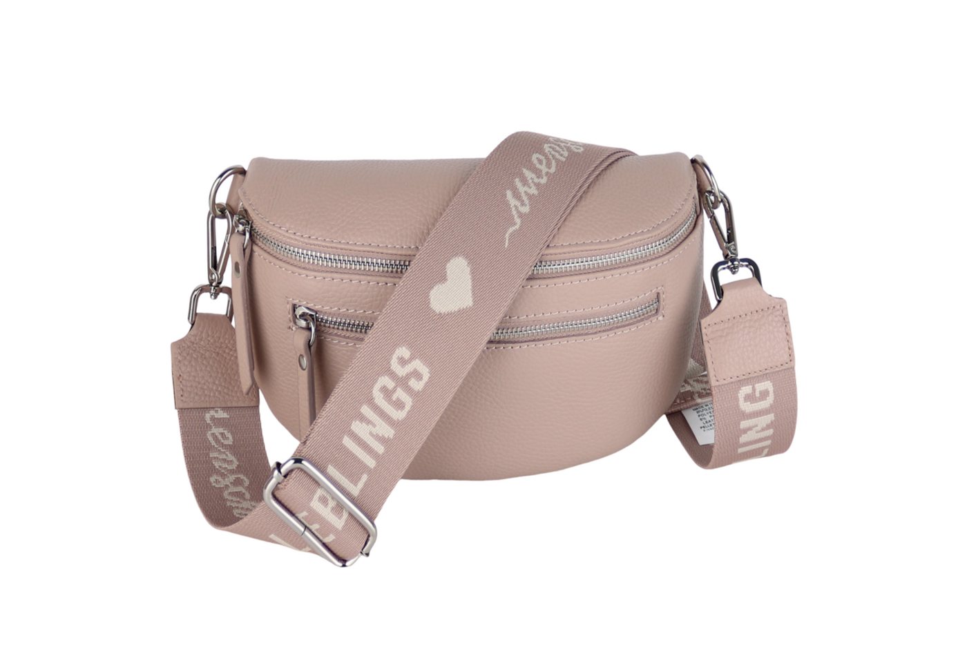 MIRROSI Bauchtasche Damen, Echtleder, Leder, Made in Italy, Umhängetasche, Brusttasche, (Schultertasche für jeden Anlass (1 Tasche & 2 Gurt), Mit zwei Reißverschlüssen, (ca.27x14x8cm), Crossbody Bag, gemusterten& verstellbaren Schulterriemen