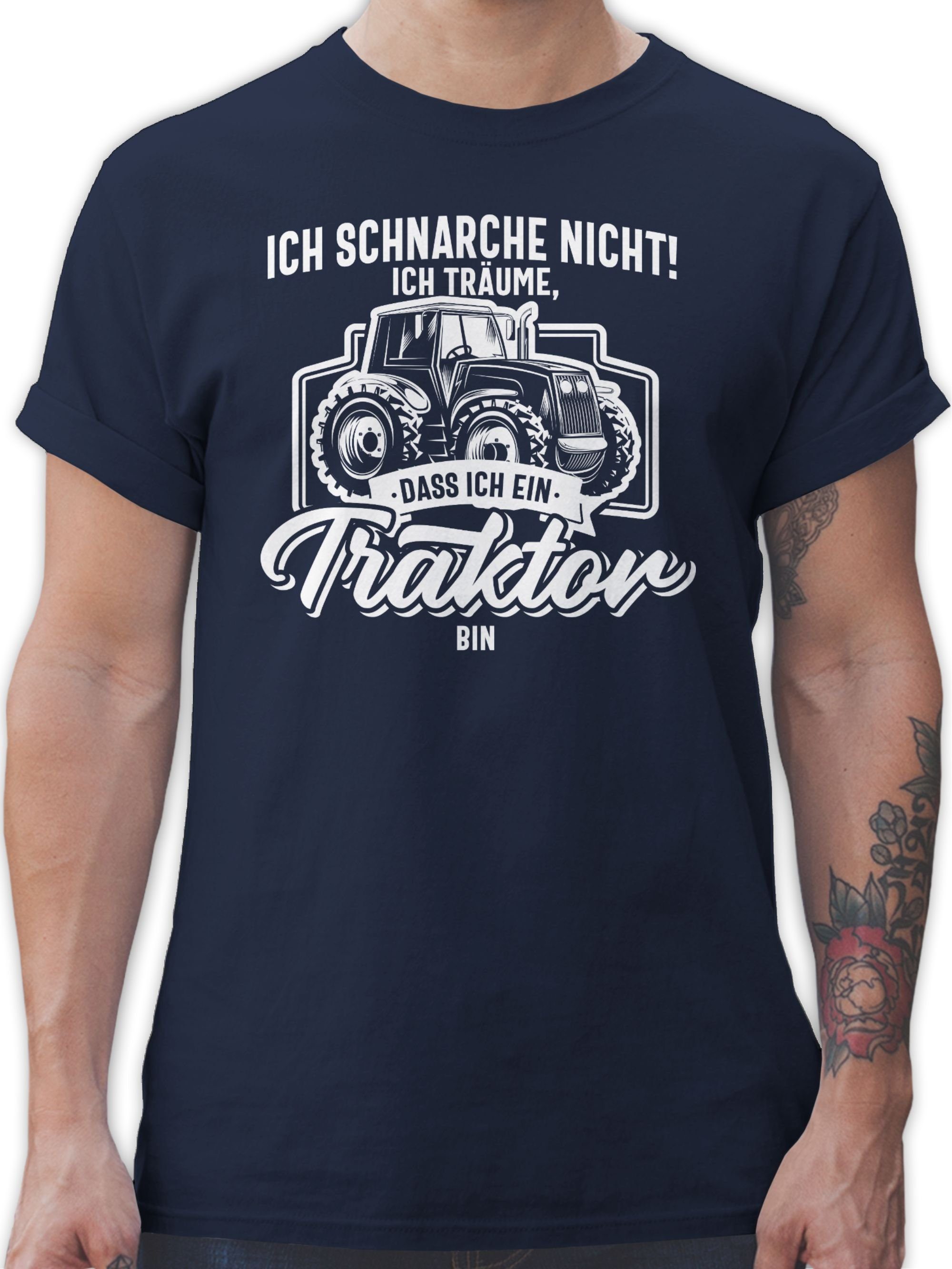 T-Shirt Ich schnarche nicht ich träume dass ich ein Traktor bin weiß