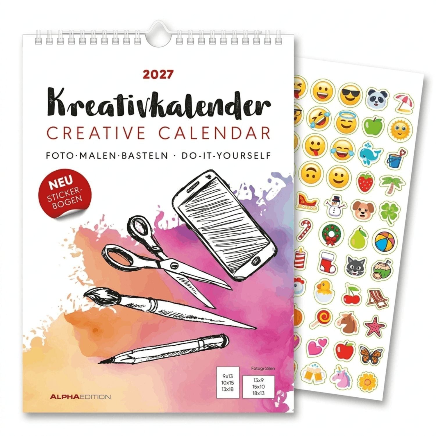 Wandkalender Kreativkalender A4 weiß 2027