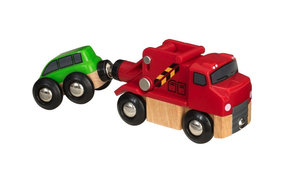 BRIO® Spielzeugeisenbahn-Lokomotive Brio World Eisenbahn Fahrzeug Abschleppwagen mit Auto 2 Teile 33528