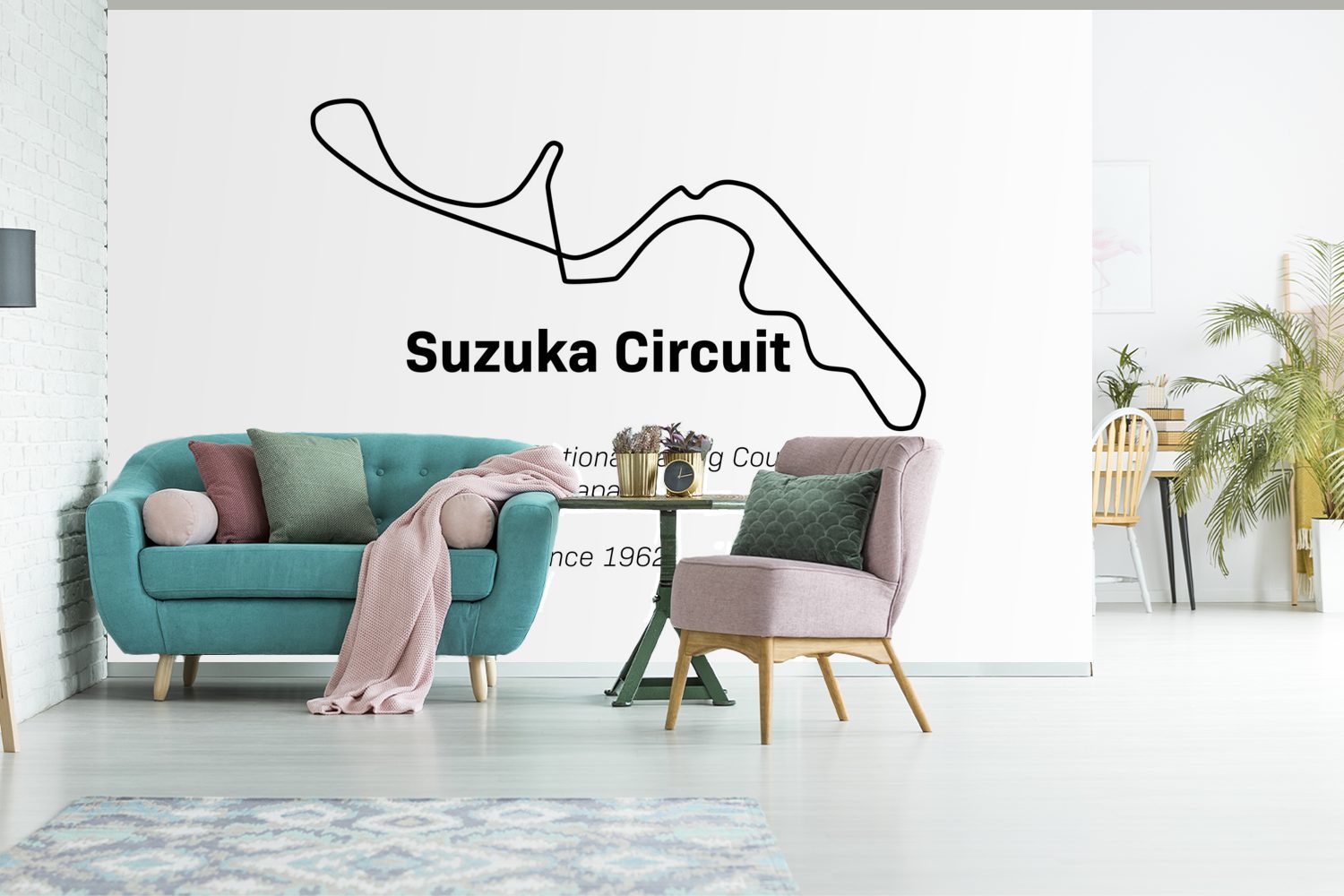 - Schlafzimmer, Rennstrecke, für MuchoWow Formel Suzuka - Wallpaper (6 Kinderzimmer, Vinyl bedruckt, 1 Wohnzimmer, Fototapete Tapete Matt, St),