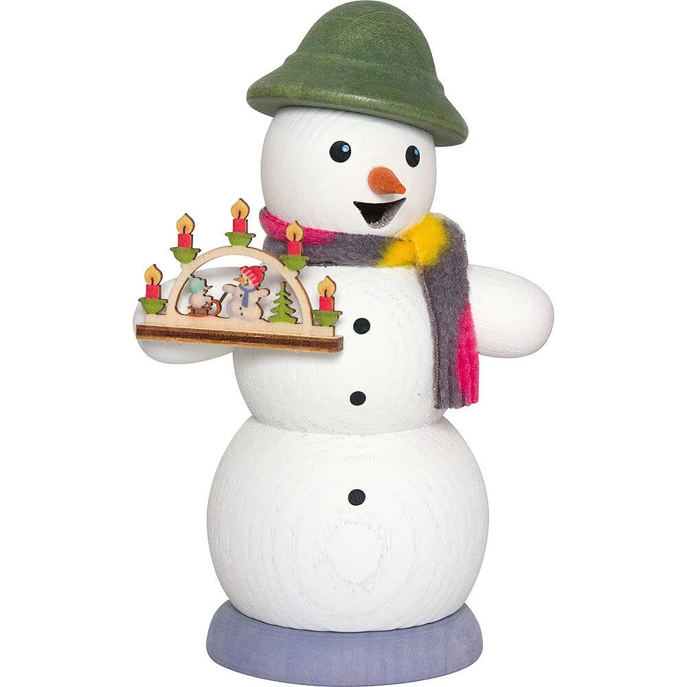 Kuhnert Räuchermännchen Schneemann mit Schwibbogen (13cm) Räuchermann von Drechslerei Kuhnert
