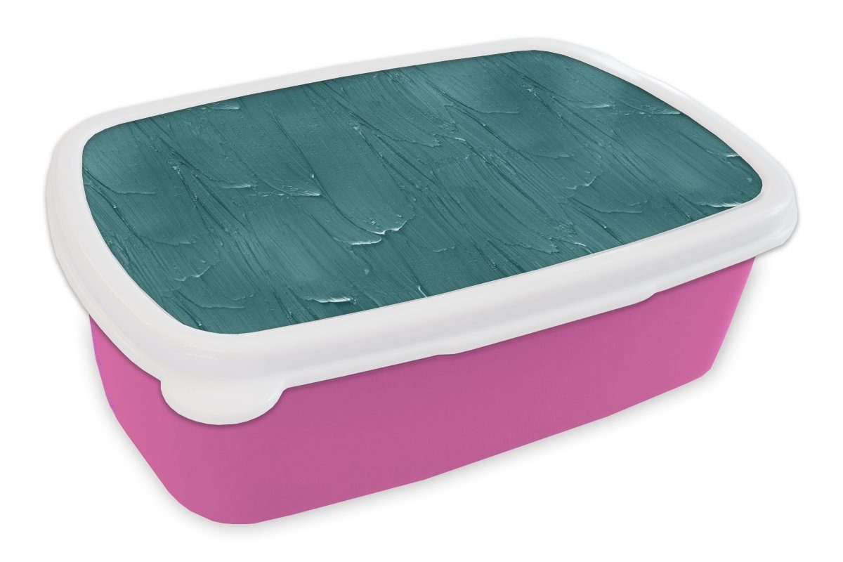 MuchoWow Lunchbox Farbe - Türkis - Abstrakt, Kunststoff, (2-tlg), Brotbox für Erwachsene, Brotdose Kinder, Snackbox, Mädchen, Kunststoff rosa