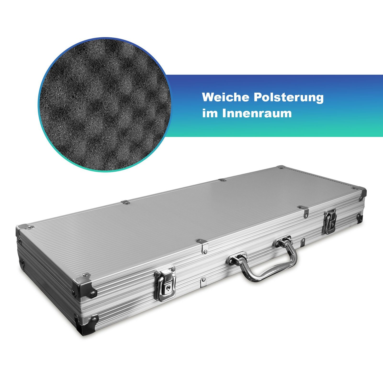 EAXUS Spielesammlung Deluxe Pokerkoffer - Profi Pokerset 500 Chips, Kartendecks & Würfel, Poker, Kartenspiel