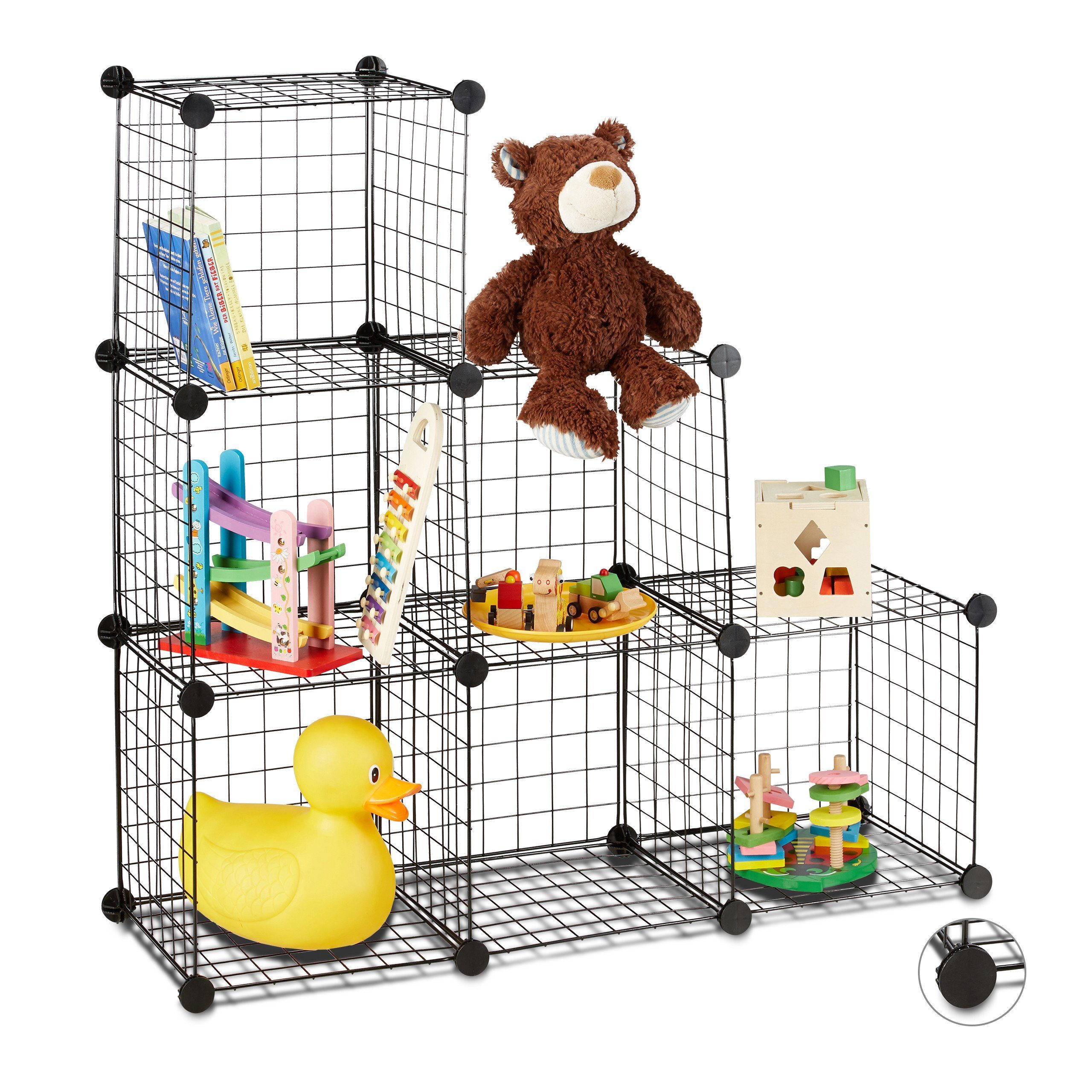 relaxdays Steckregal Regalsystem Drahtgitter 6 Fächer, 30 x 30 cm günstig online kaufen
