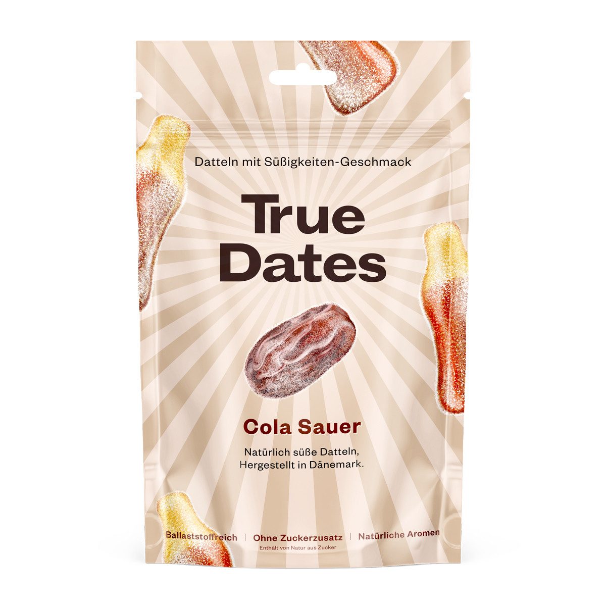 True Dates Süßigkeit, True Dates Datteln Sour Cola natürlich süße weiche Datteln 100g