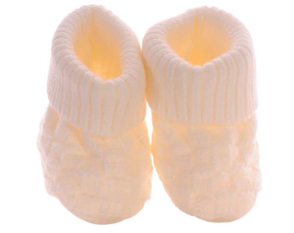 La Bortini Füßlinge Baby Strickschuhe Socken Stricksocken Erstlingssocken booties weich, für Neugeborene in creme-blau