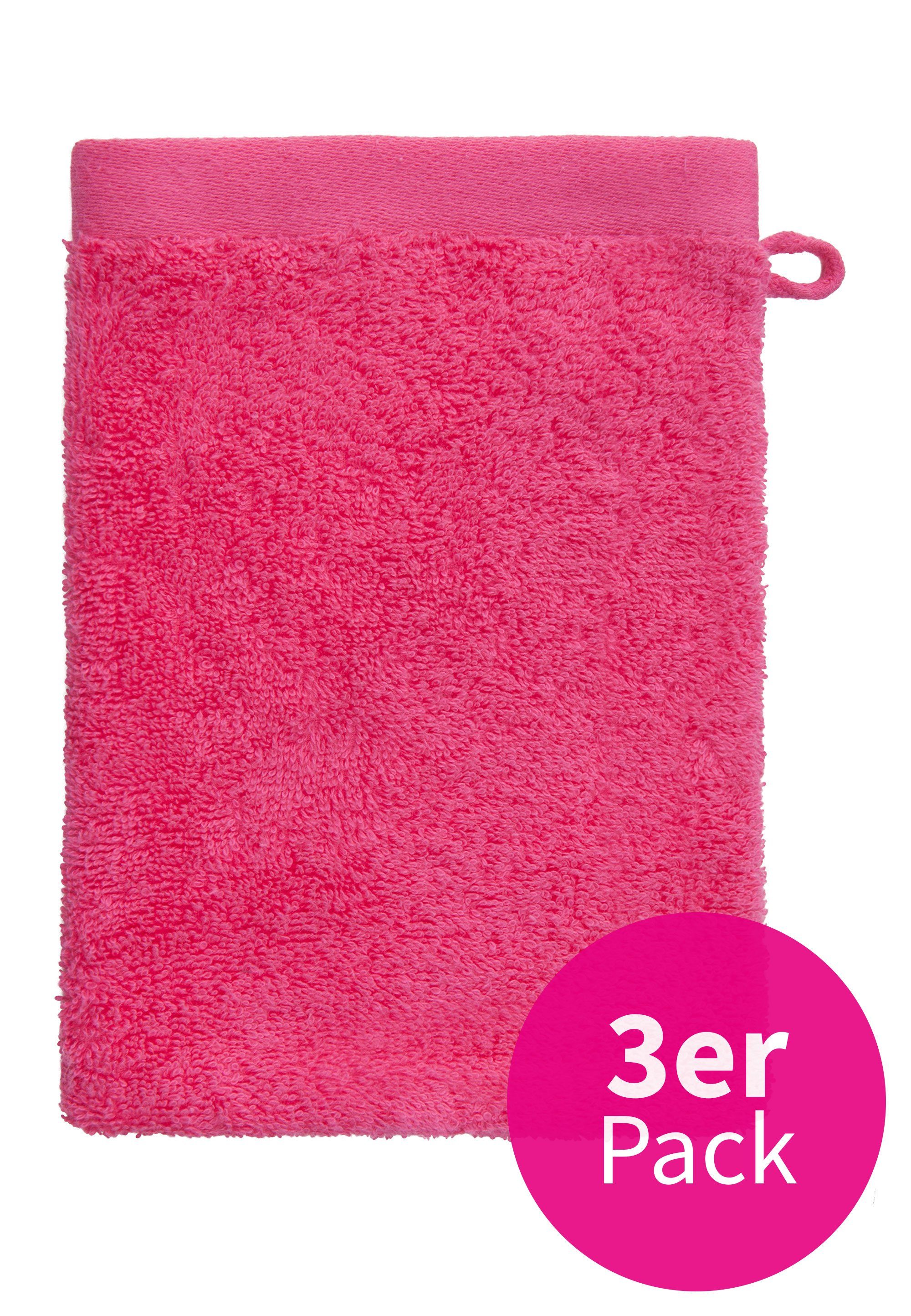 grace grand spa Waschlappen Absolut (3-tlg), mit breiter Webbordüre pink
