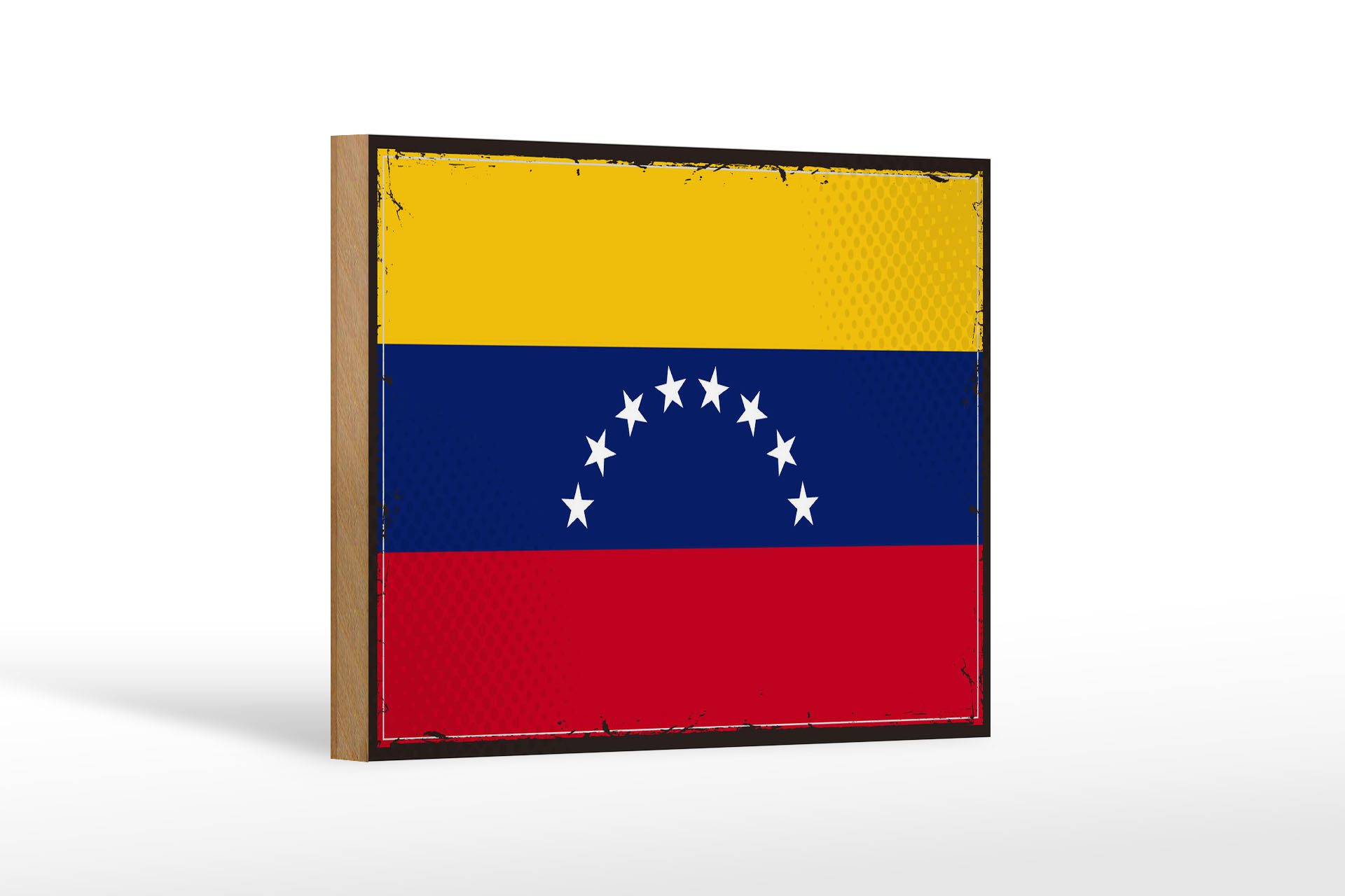 Femer GmbH Holzbild Flagge Venezuelas 18x12 cm Retro Flag Venezuela, Flaggen (1 St), Glatte Holzfaserplatte (MDF), vorn beschichtet