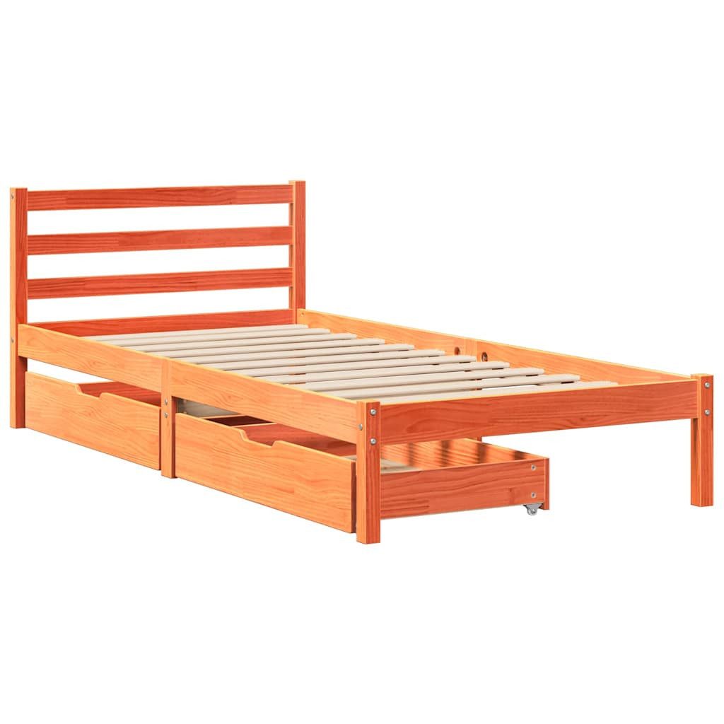 vidaXL Bett Massivholzbett ohne Matratze Wachsbraun günstig online kaufen