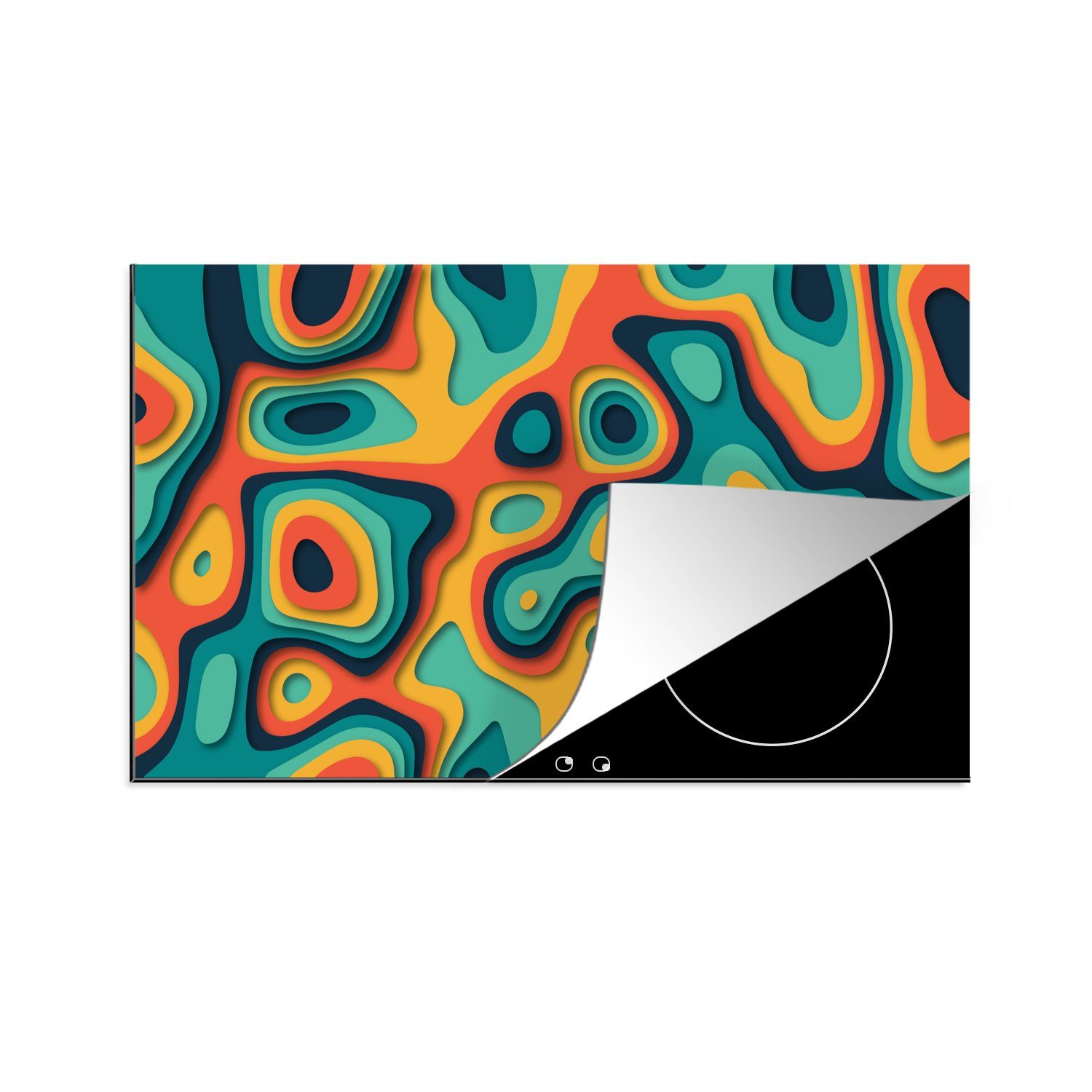 küche Herdblende-/Abdeckplatte tlg), Arbeitsplatte cm, Vinyl, - Kreis 83x51 Farben, MuchoWow für - Muster Ceranfeldabdeckung, (1