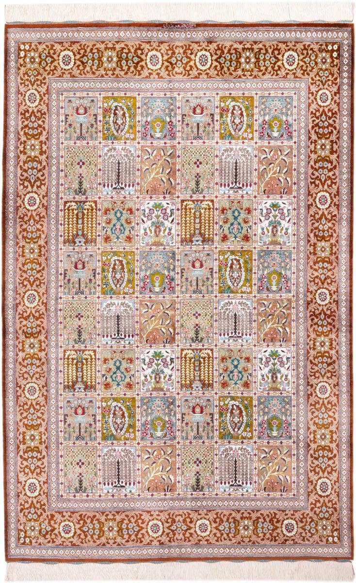Seidenteppich Ghom Seide Signiert Mohammadi 130x200 Handgeknüpfter Orientteppich, Nain Trading, rechteckig, Höhe: 3 mm | Kurzflor-Teppiche