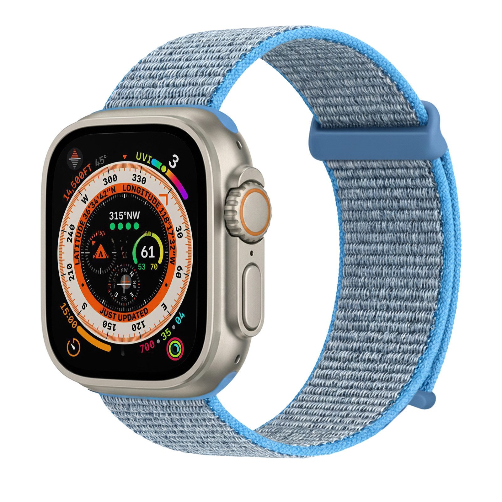 Tec-Expert Smartwatch-Armband für Apple Watch Ultra 3 49 mm Armband Ersatz Wechsel Band, Nylon Textil mit Klettverschluss, stufenlos Verstellbar, atmungsaktiv